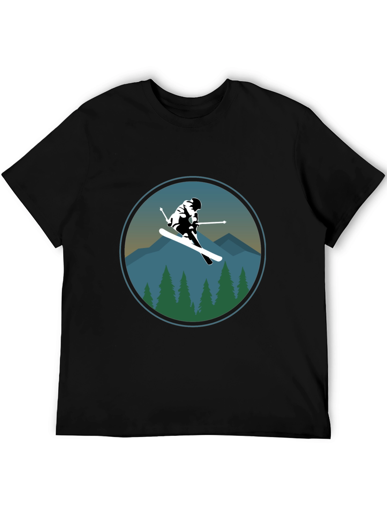 Ski Mountain Graphic Tee - Mens Black T-Shirt