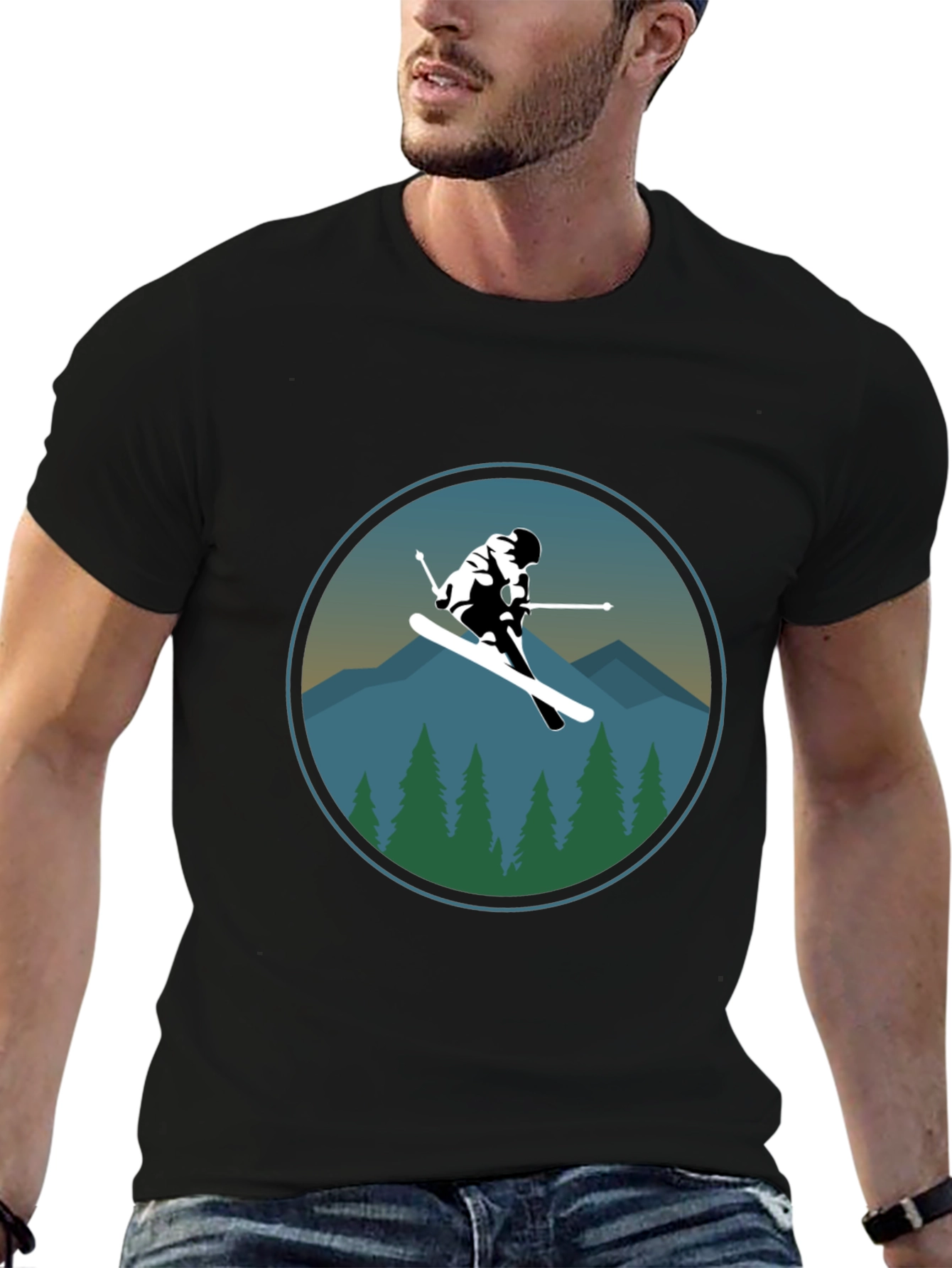 Ski Mountain Graphic Tee - Mens Black T-Shirt