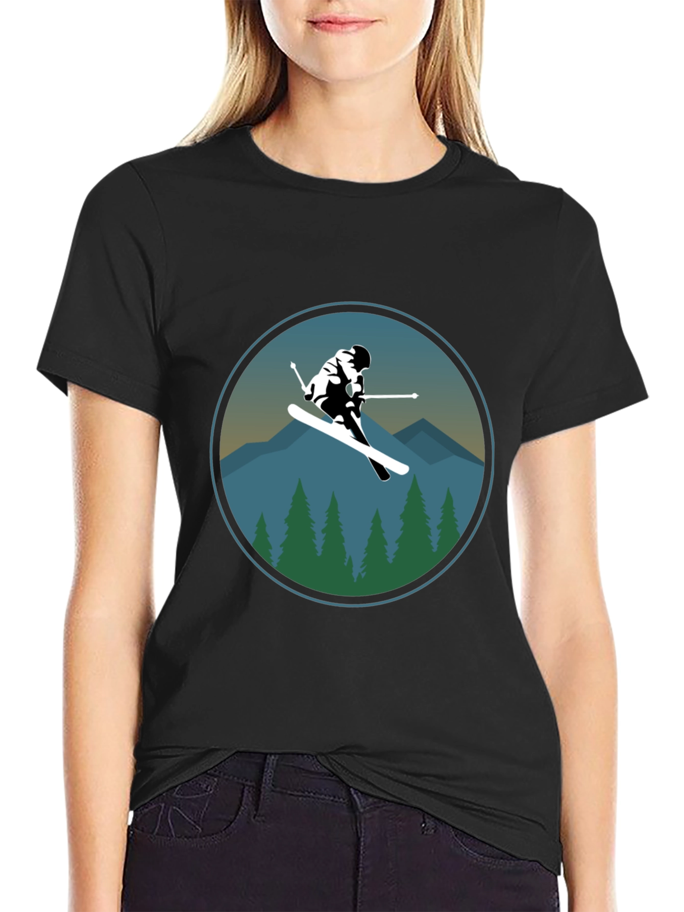 Ski Mountain Graphic Tee - Mens Black T-Shirt