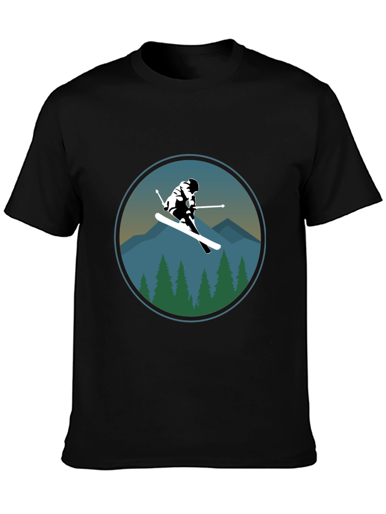 Ski Mountain Graphic Tee - Mens Black T-Shirt