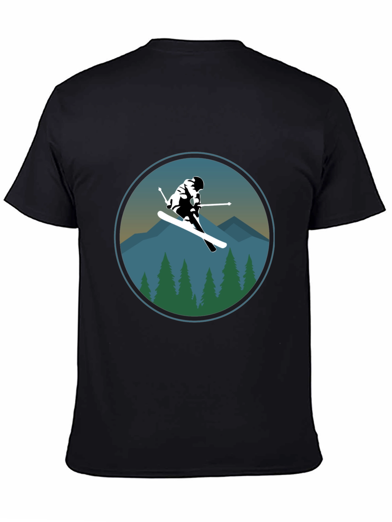 Ski Mountain Graphic Tee - Mens Black T-Shirt