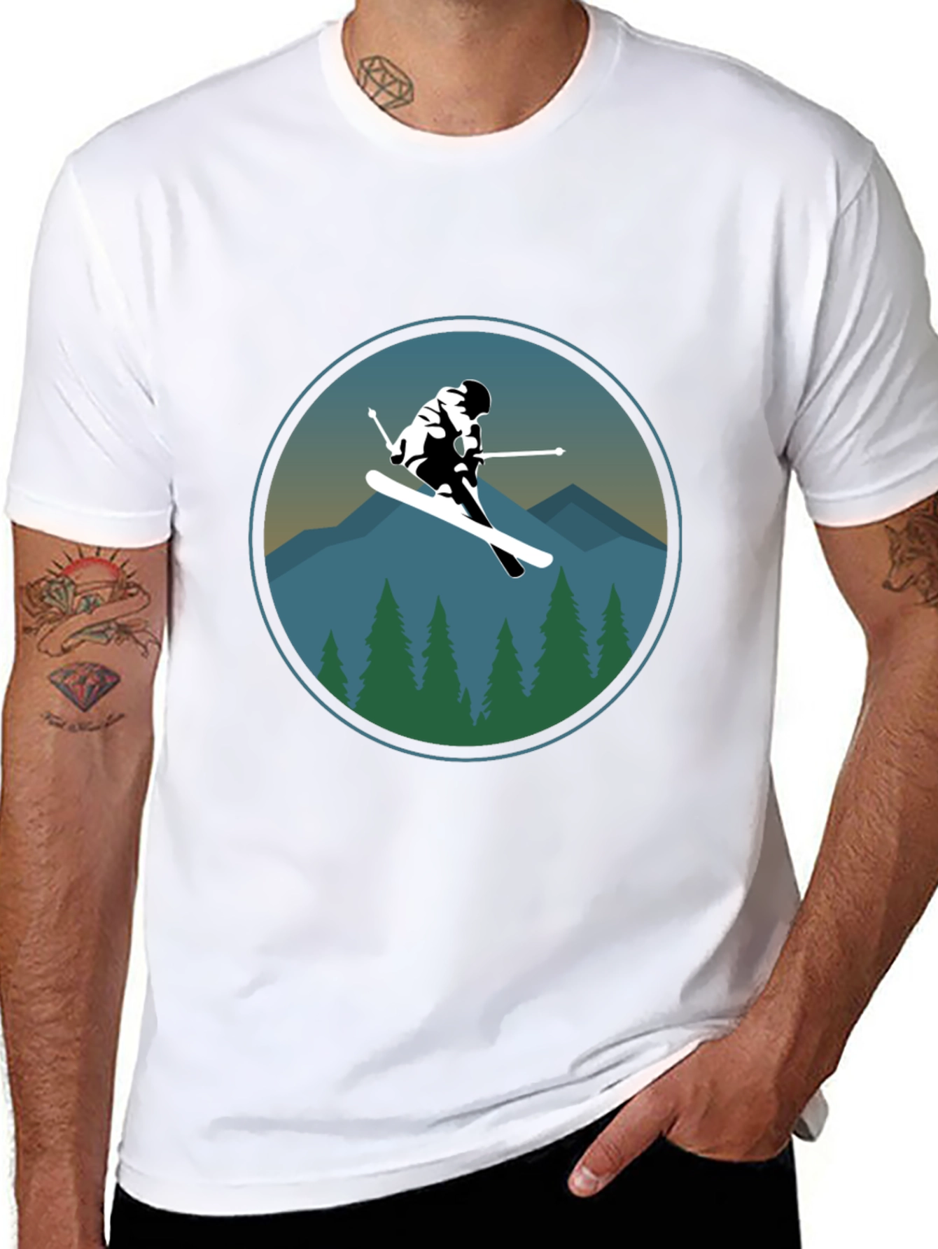 Ski Mountain Graphic Tee - Mens Black T-Shirt