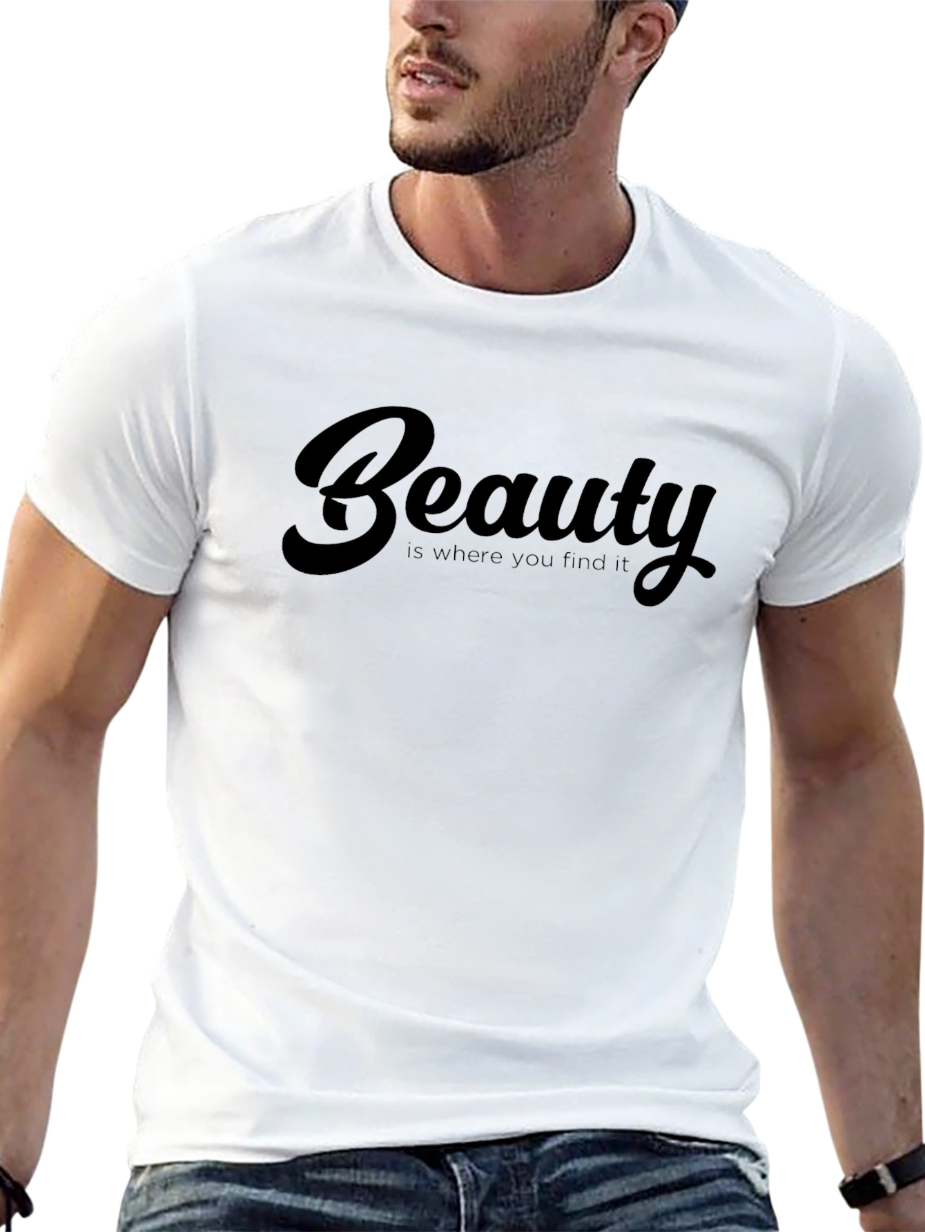 Beauty Quote Graphic Print Black T-Shirt