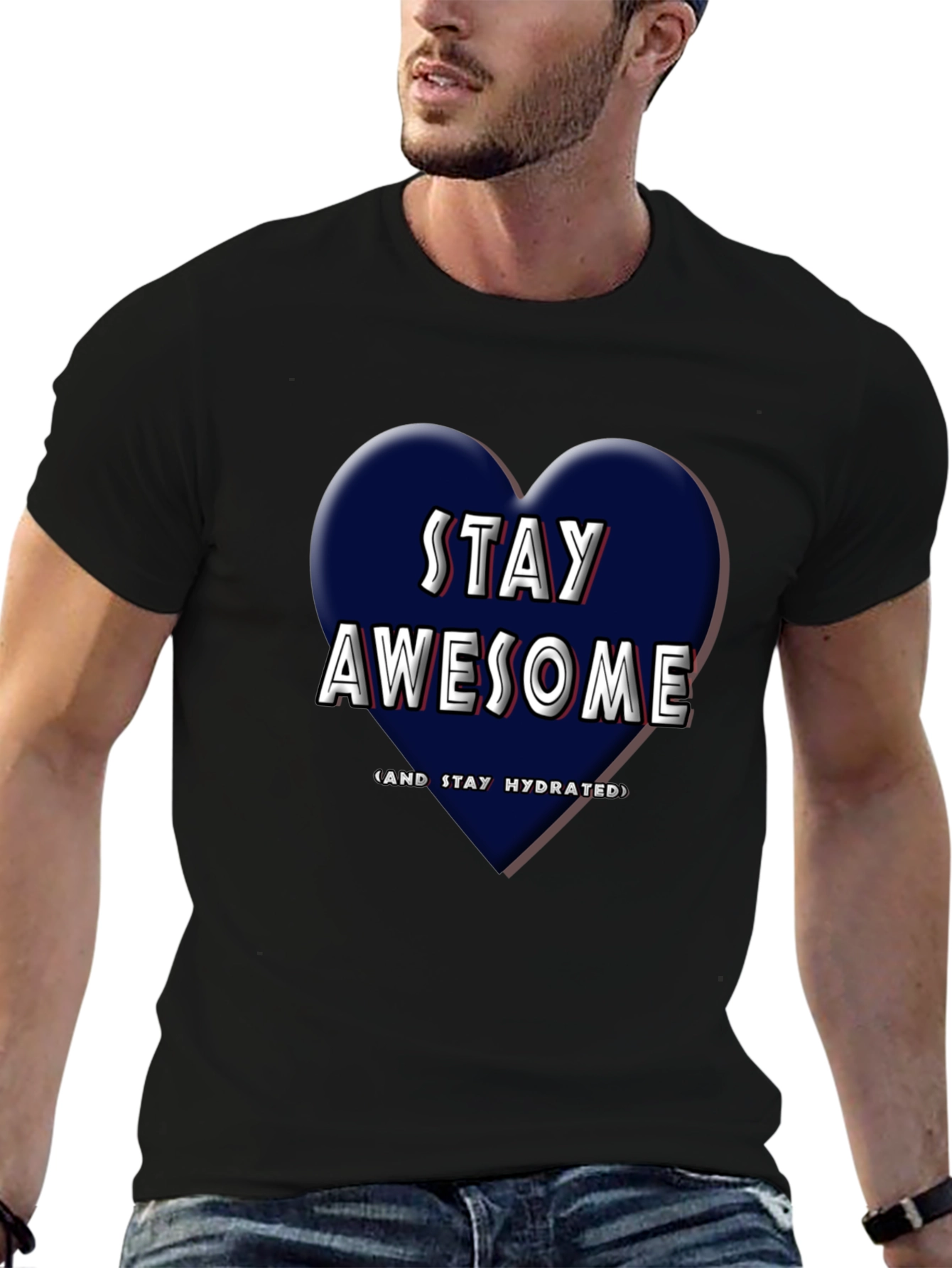 Stay Awesome T-Shirt - Heart Design