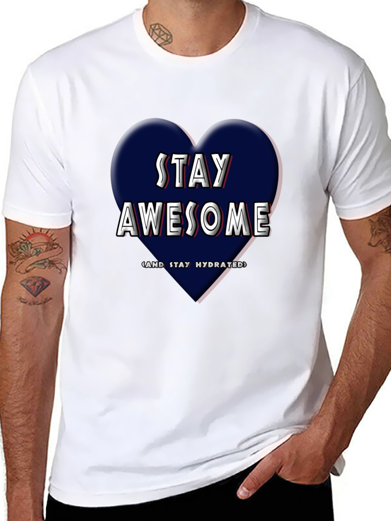 Stay Awesome T-Shirt - Heart Design
