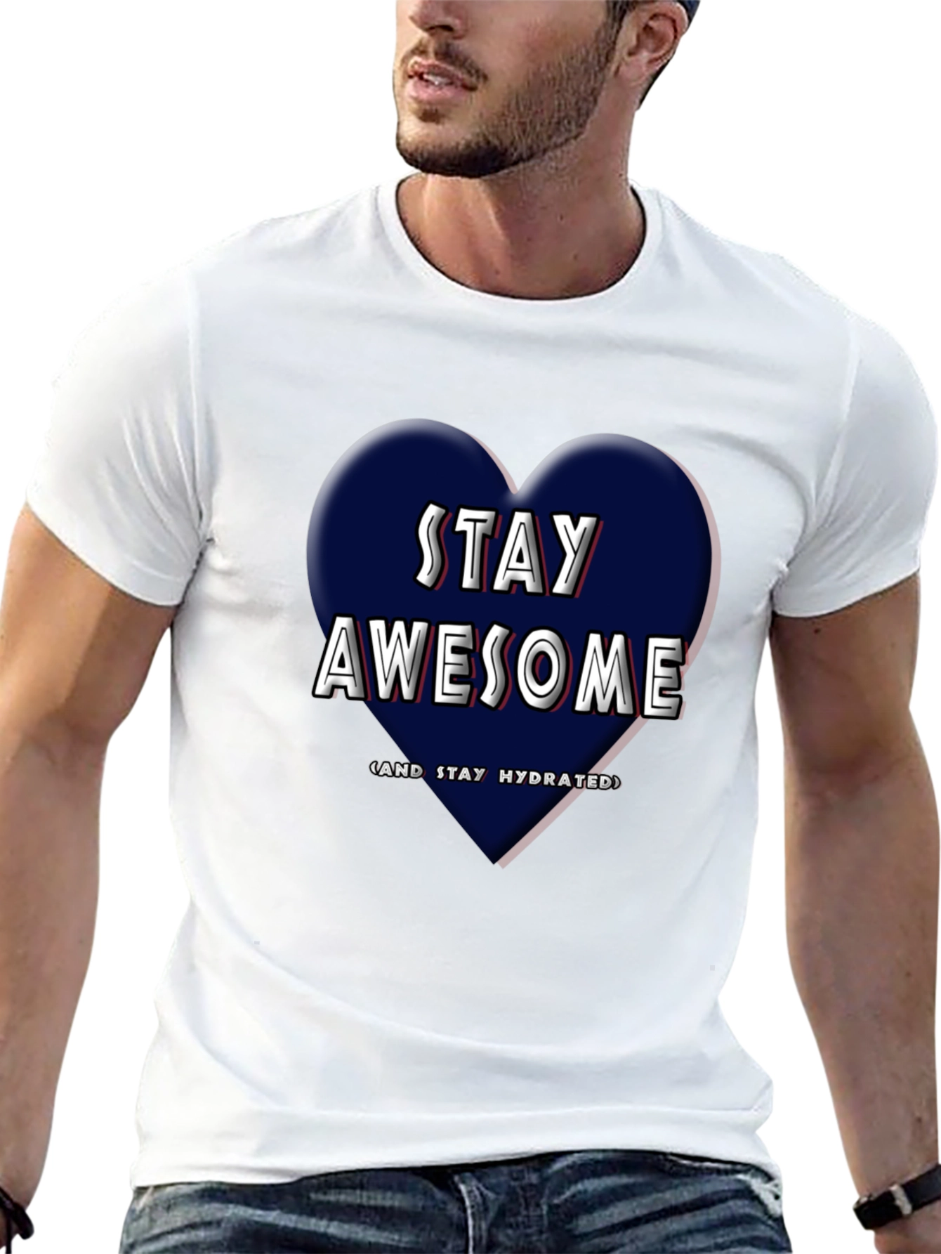 Stay Awesome T-Shirt - Heart Design