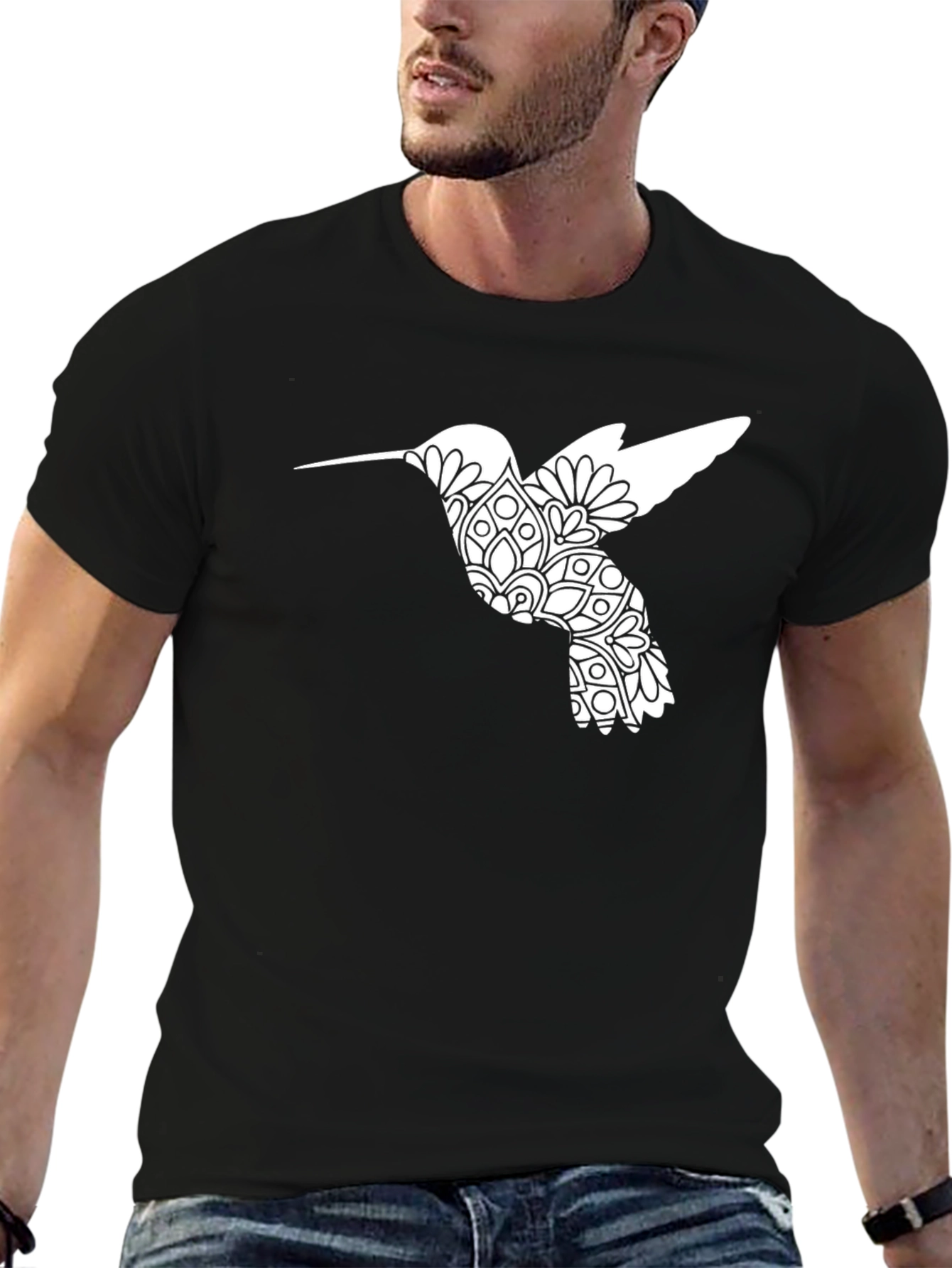 Hummingbird Mandala Graphic Tee - Black