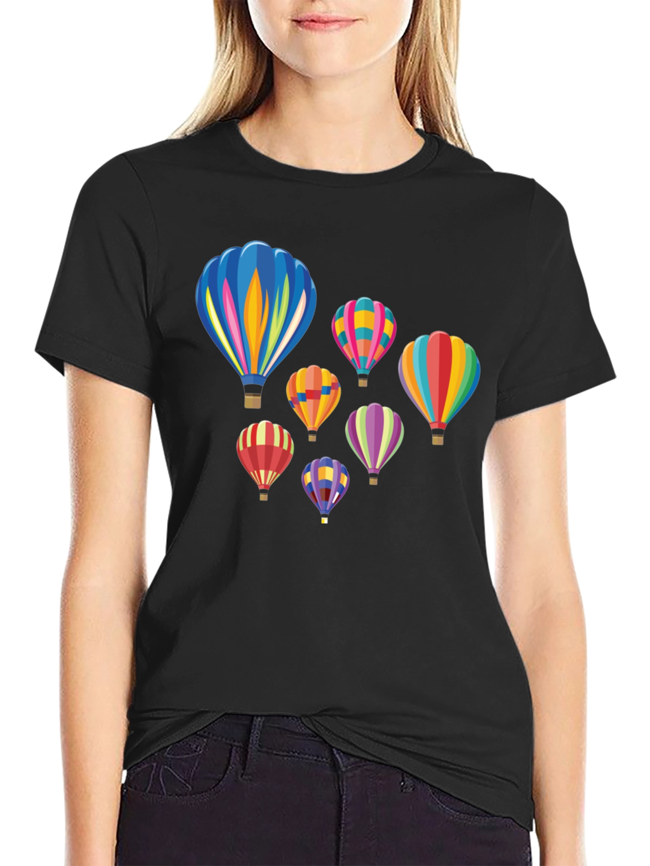 Hot Air Balloon Graphic Tee - Black