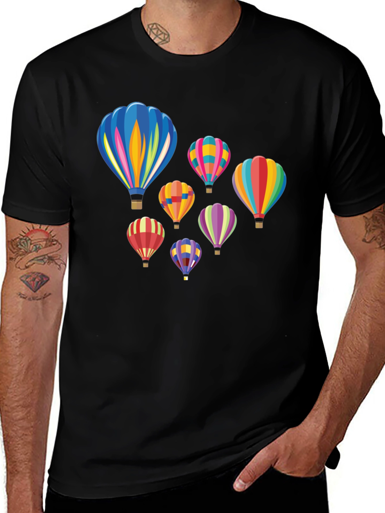Hot Air Balloon Graphic Tee - Black