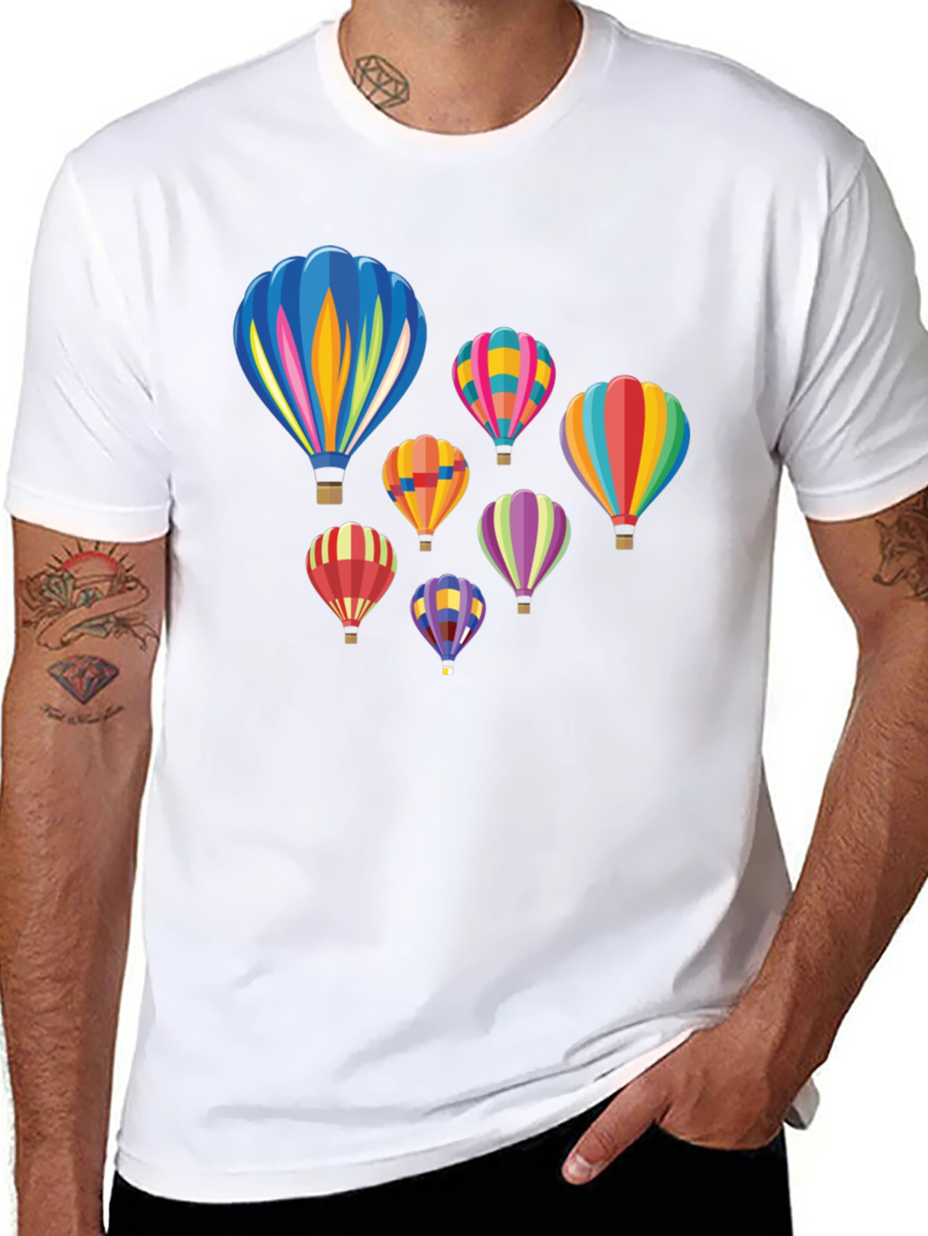 Hot Air Balloon Graphic Tee - Black