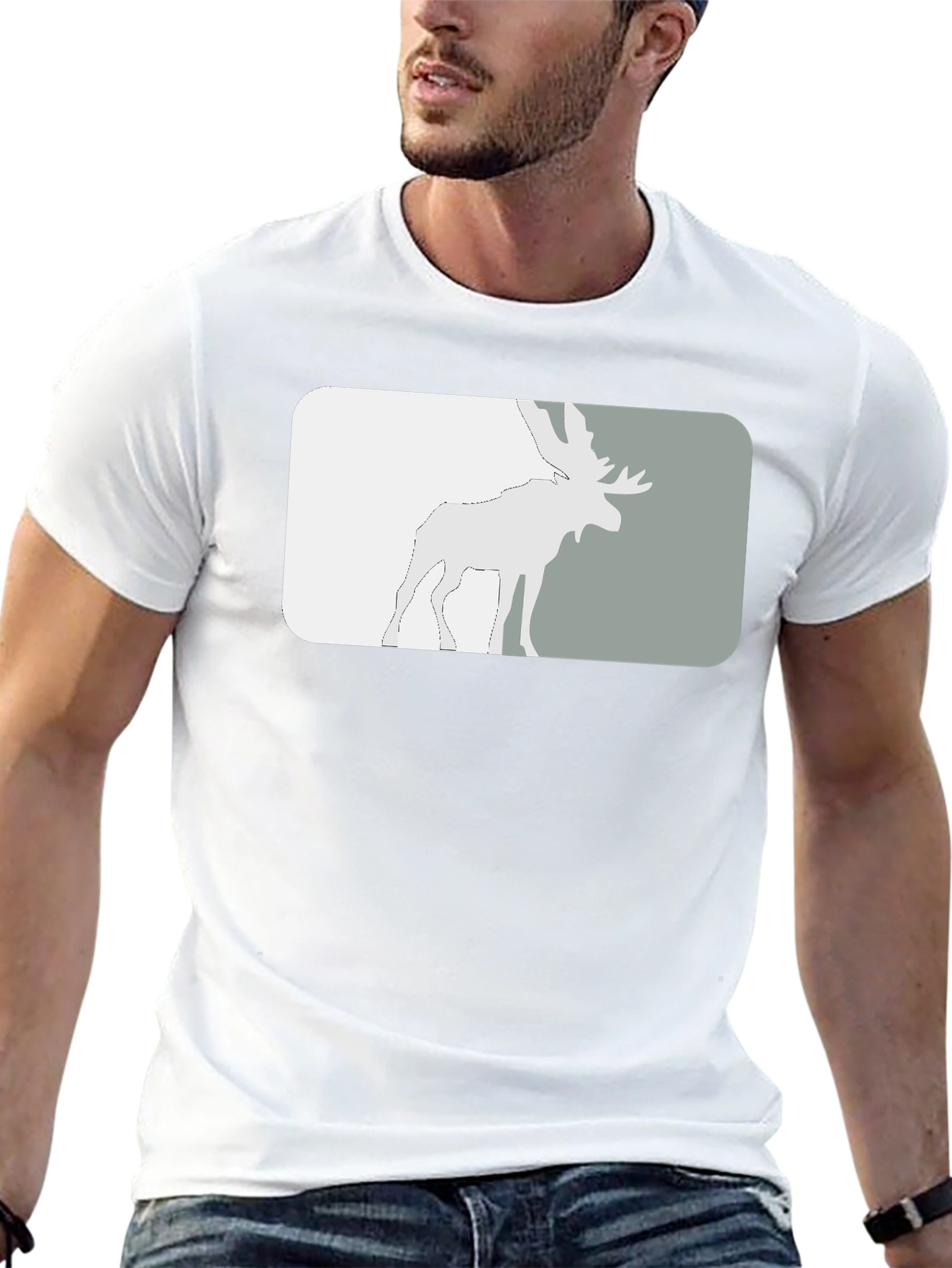 Moose Silhouette Graphic Tee - Black