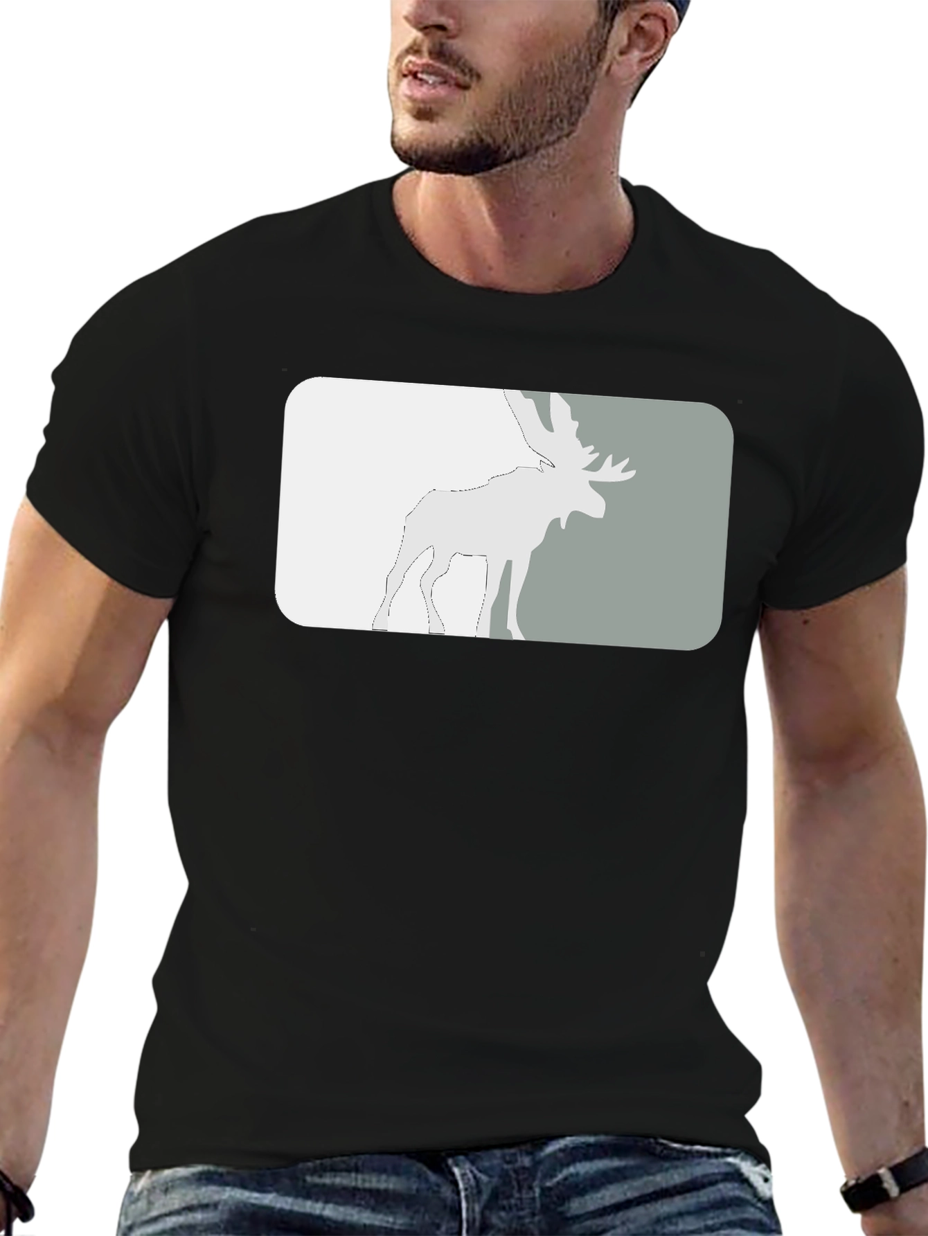 Moose Silhouette Graphic Tee - Black