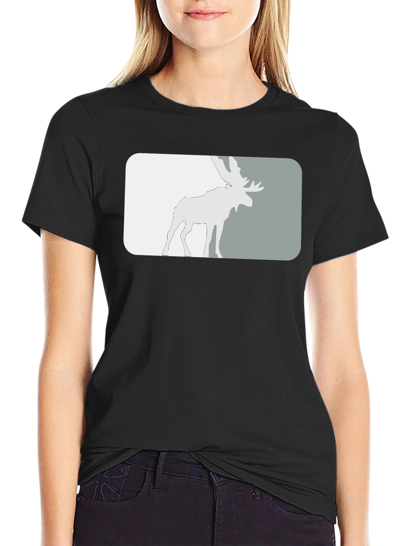 Moose Silhouette Graphic Tee - Black