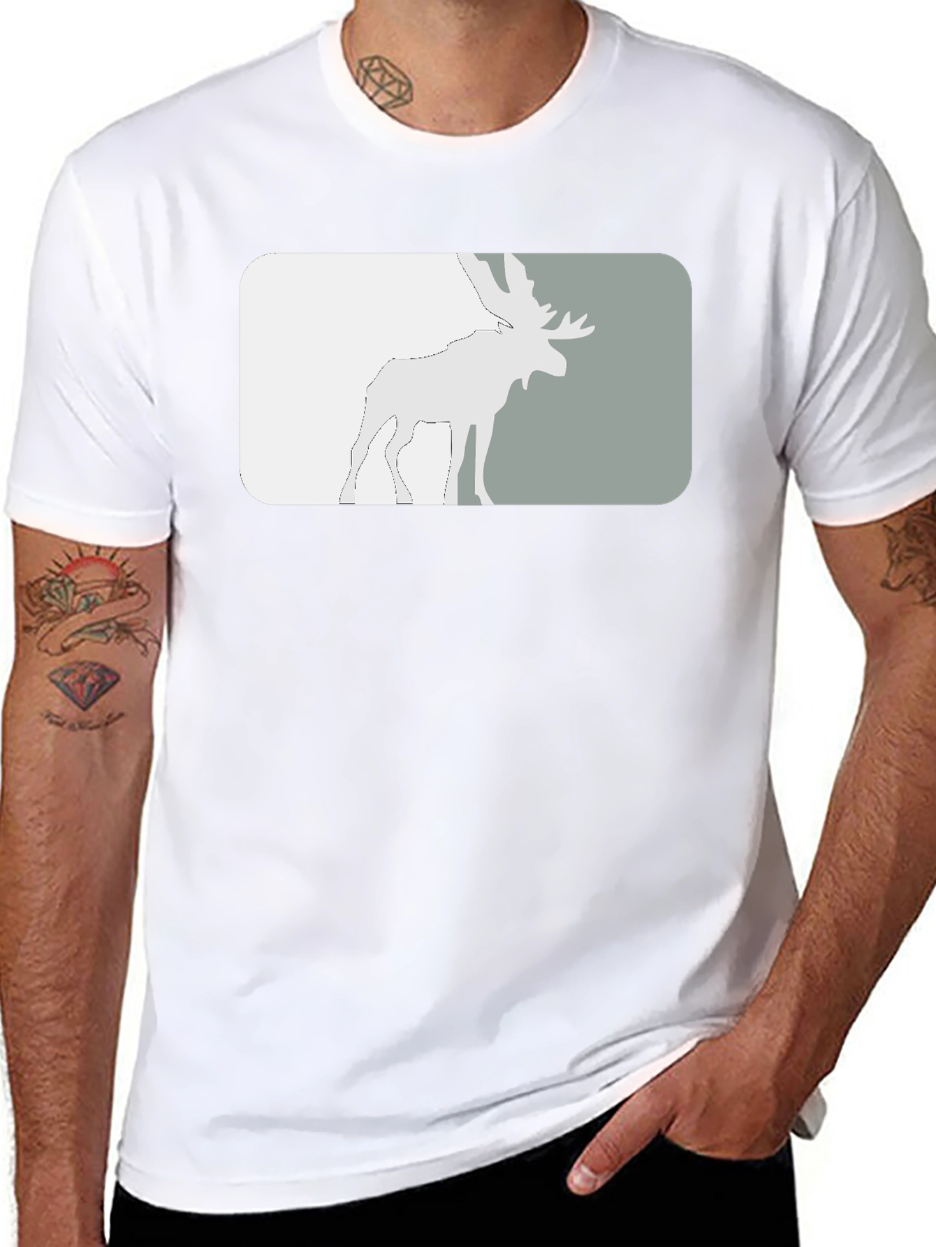 Moose Silhouette Graphic Tee - Black