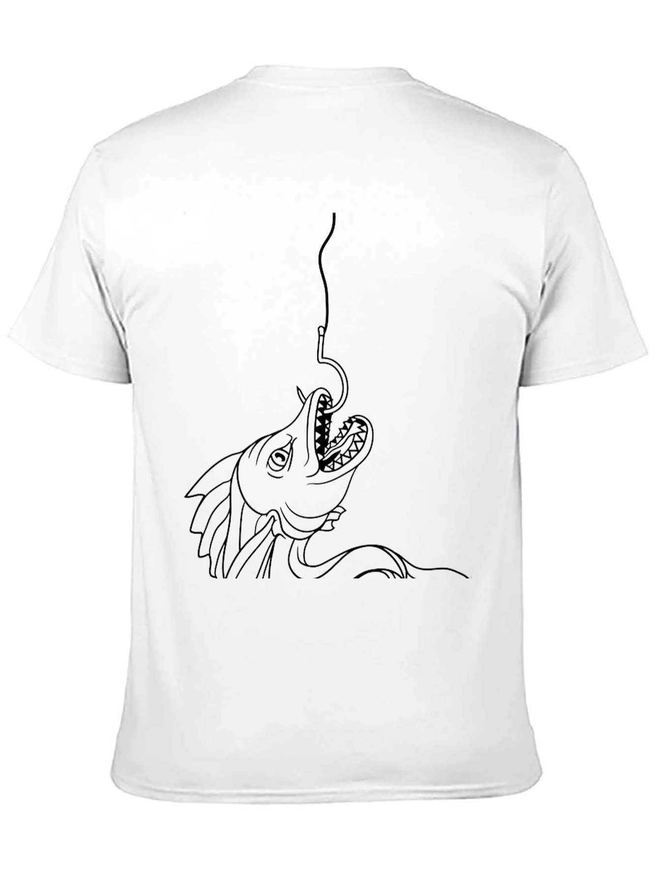 Black T-Shirt with Fish Hook Graphic Print
