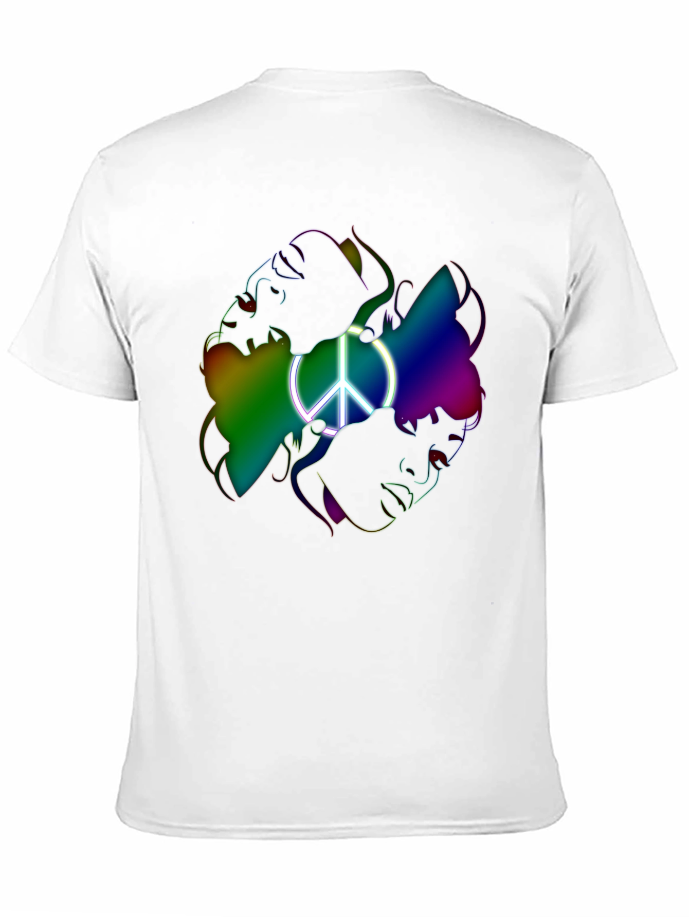 Peace Sign Rainbow Faces Graphic T-Shirt