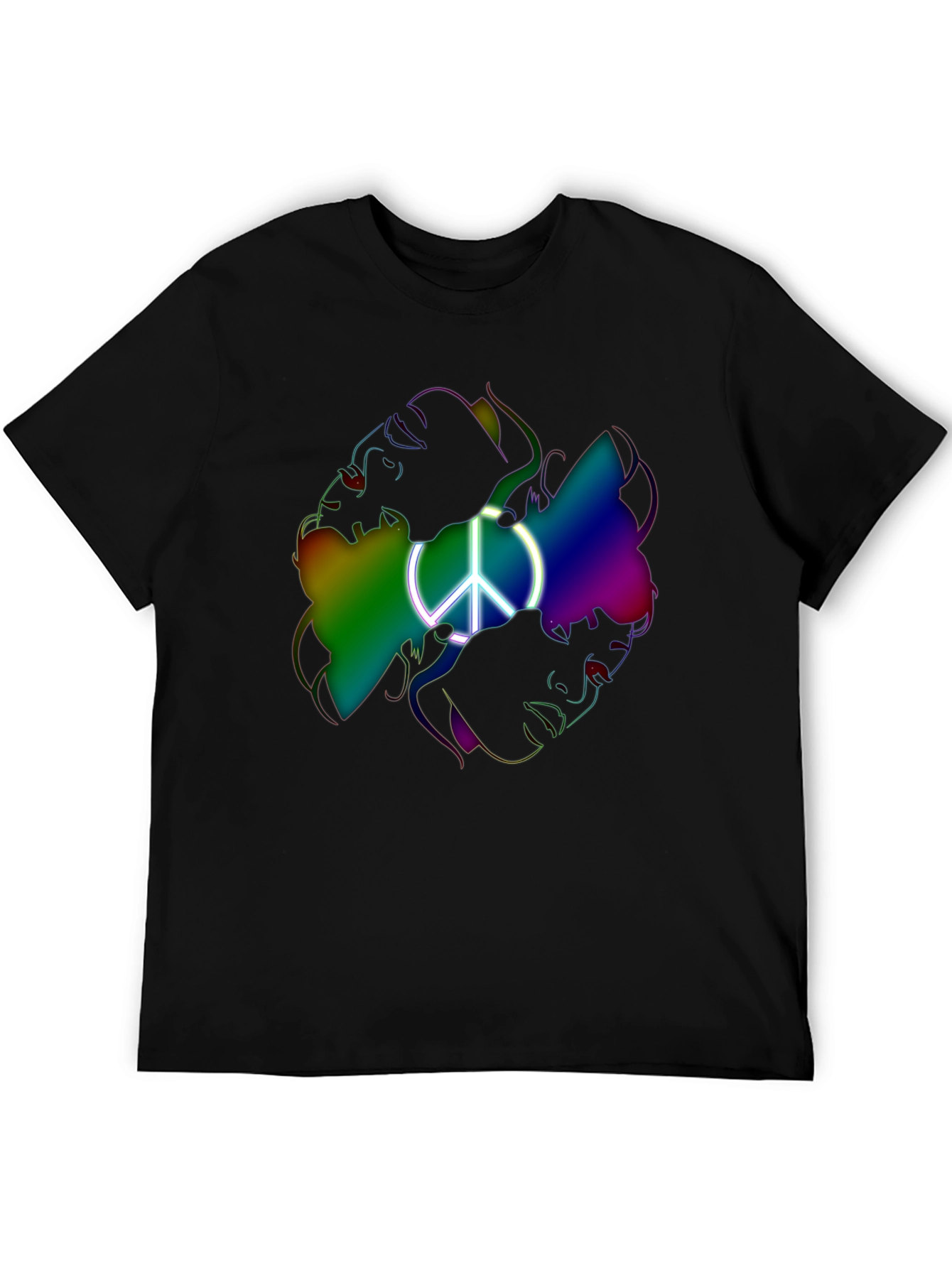 Peace Sign Rainbow Faces Graphic T-Shirt