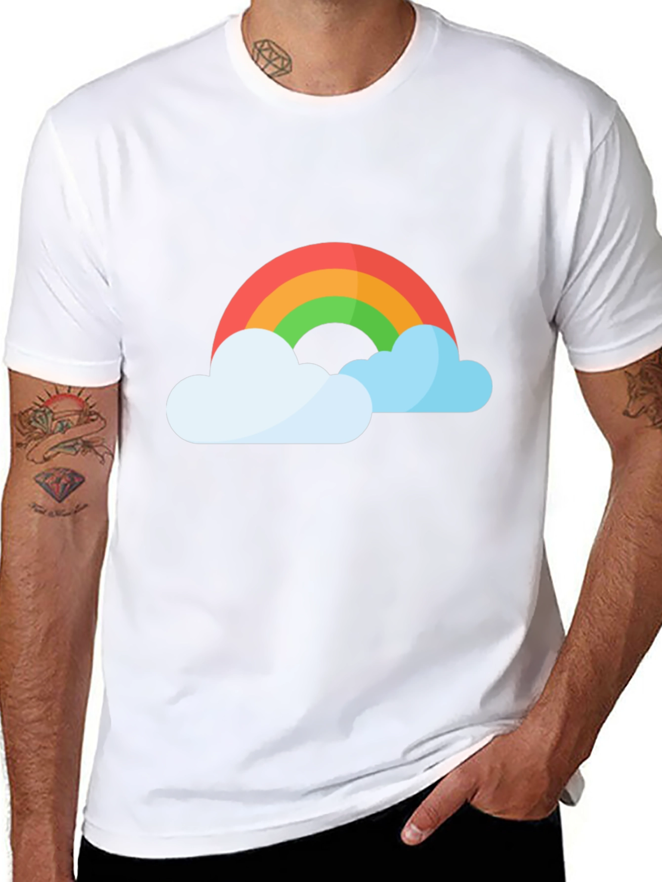 Rainbow and Clouds Graphic T-Shirt