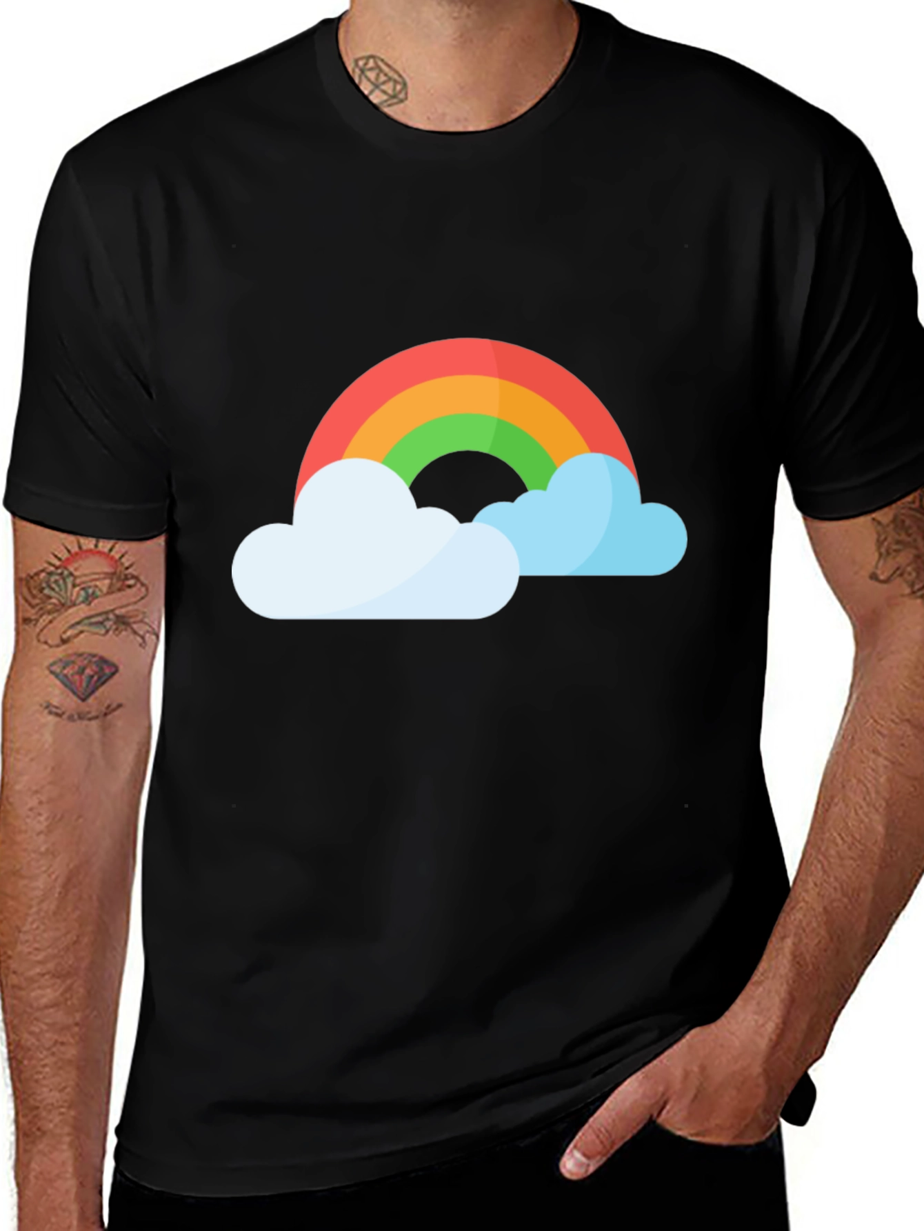 Rainbow and Clouds Graphic T-Shirt