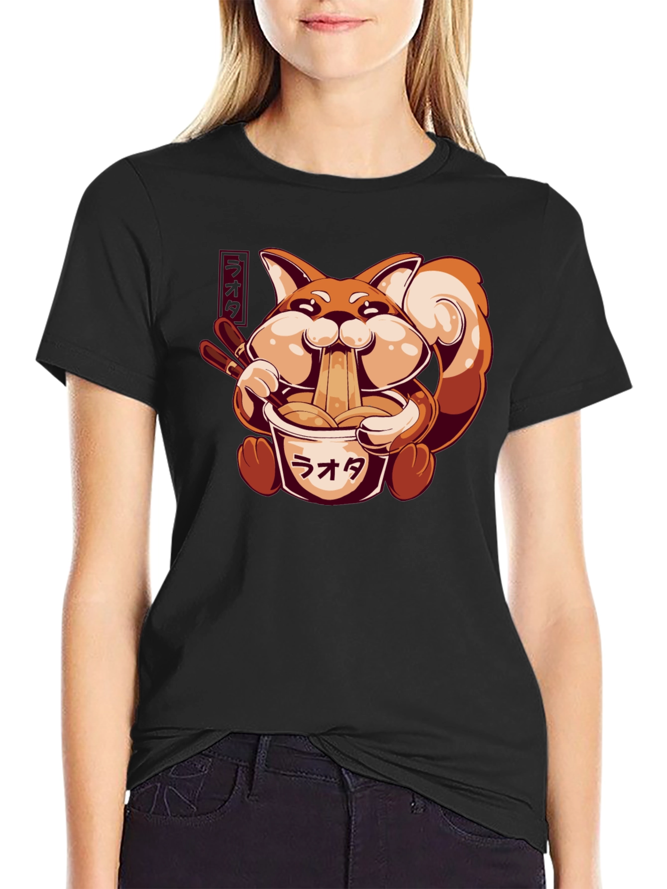 Ramen Fox Graphic T-Shirt - Cute Anime Style
