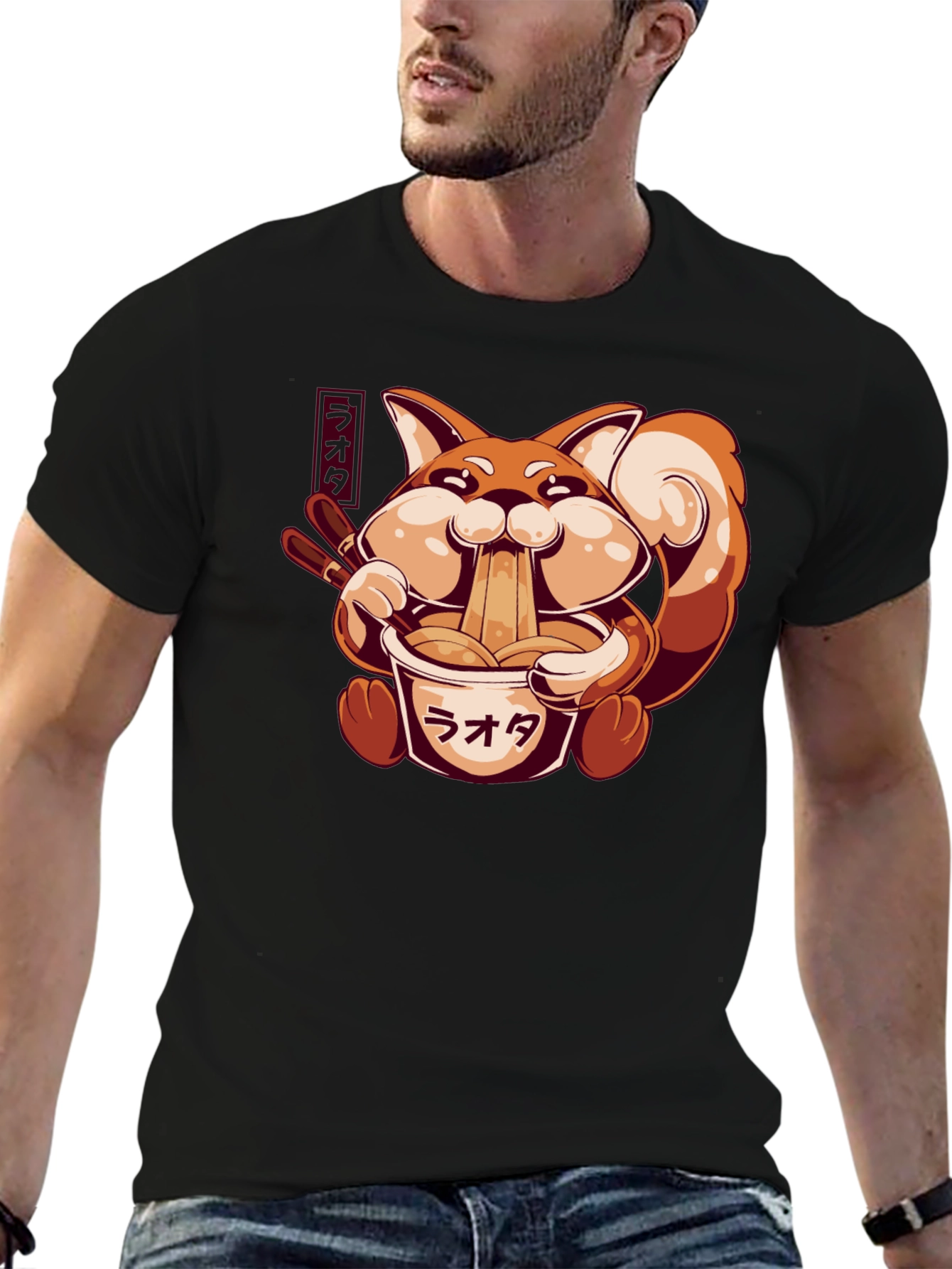 Ramen Fox Graphic T-Shirt - Cute Anime Style