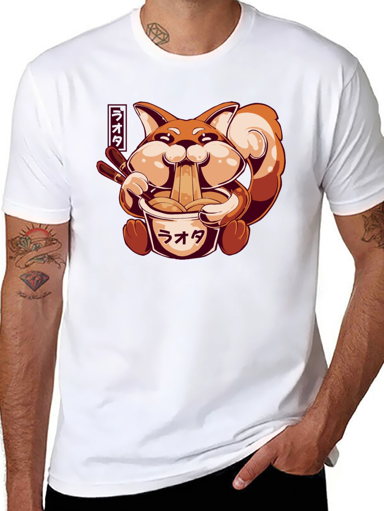 Ramen Fox Graphic T-Shirt - Cute Anime Style