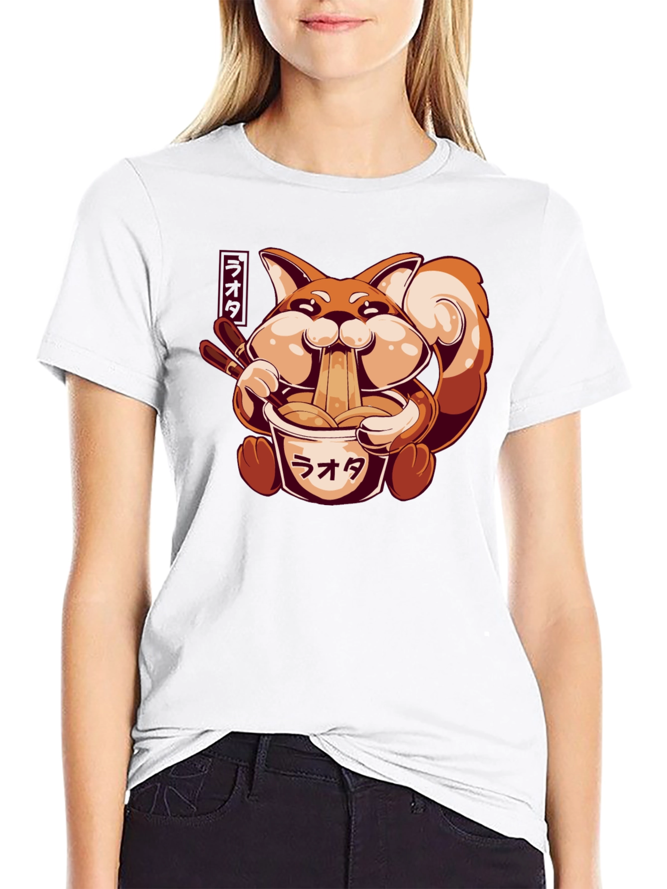 Ramen Fox Graphic T-Shirt - Cute Anime Style