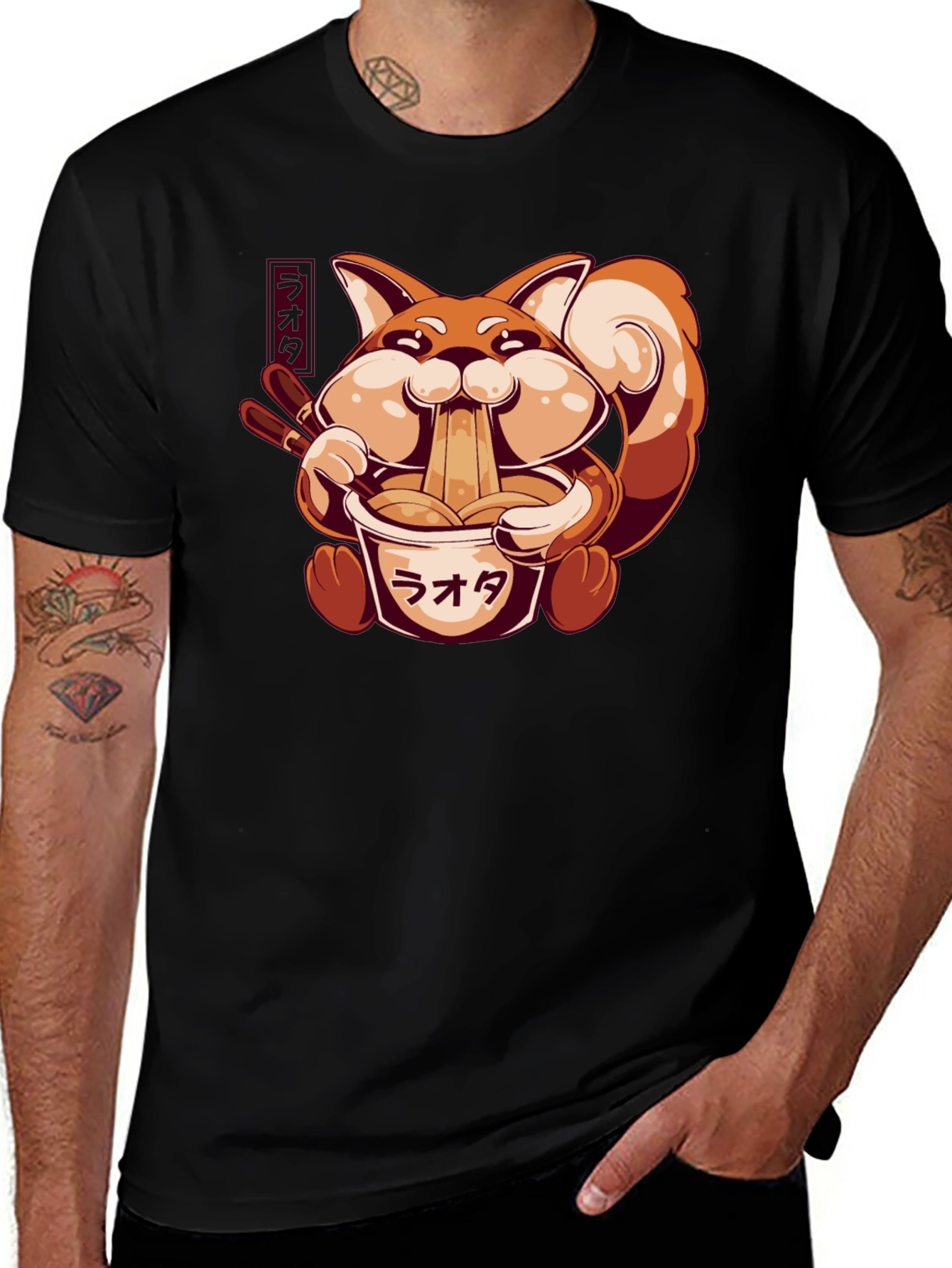Ramen Fox Graphic T-Shirt - Cute Anime Style