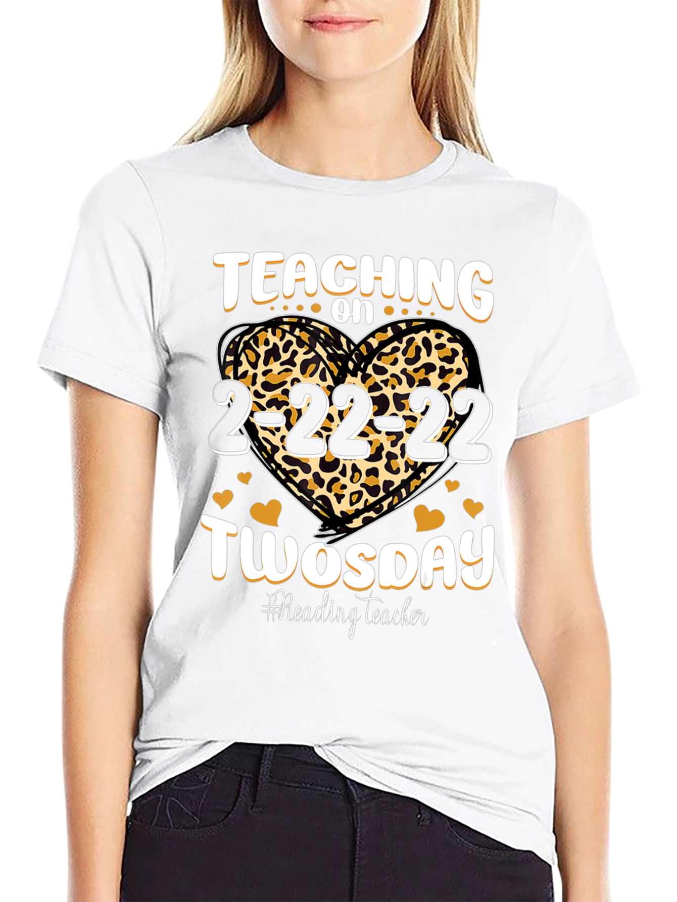 Teaching on Twosday 2-22-22 Leopard Heart T-Shirt