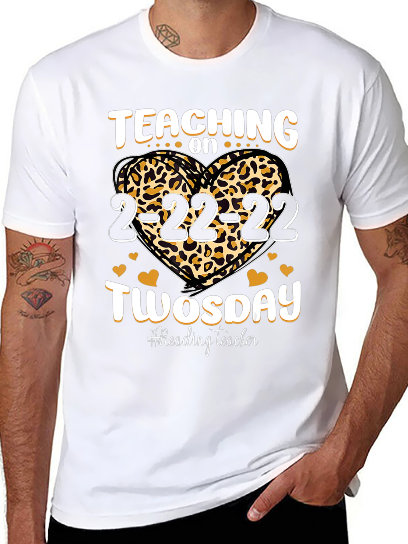 Teaching on Twosday 2-22-22 Leopard Heart T-Shirt