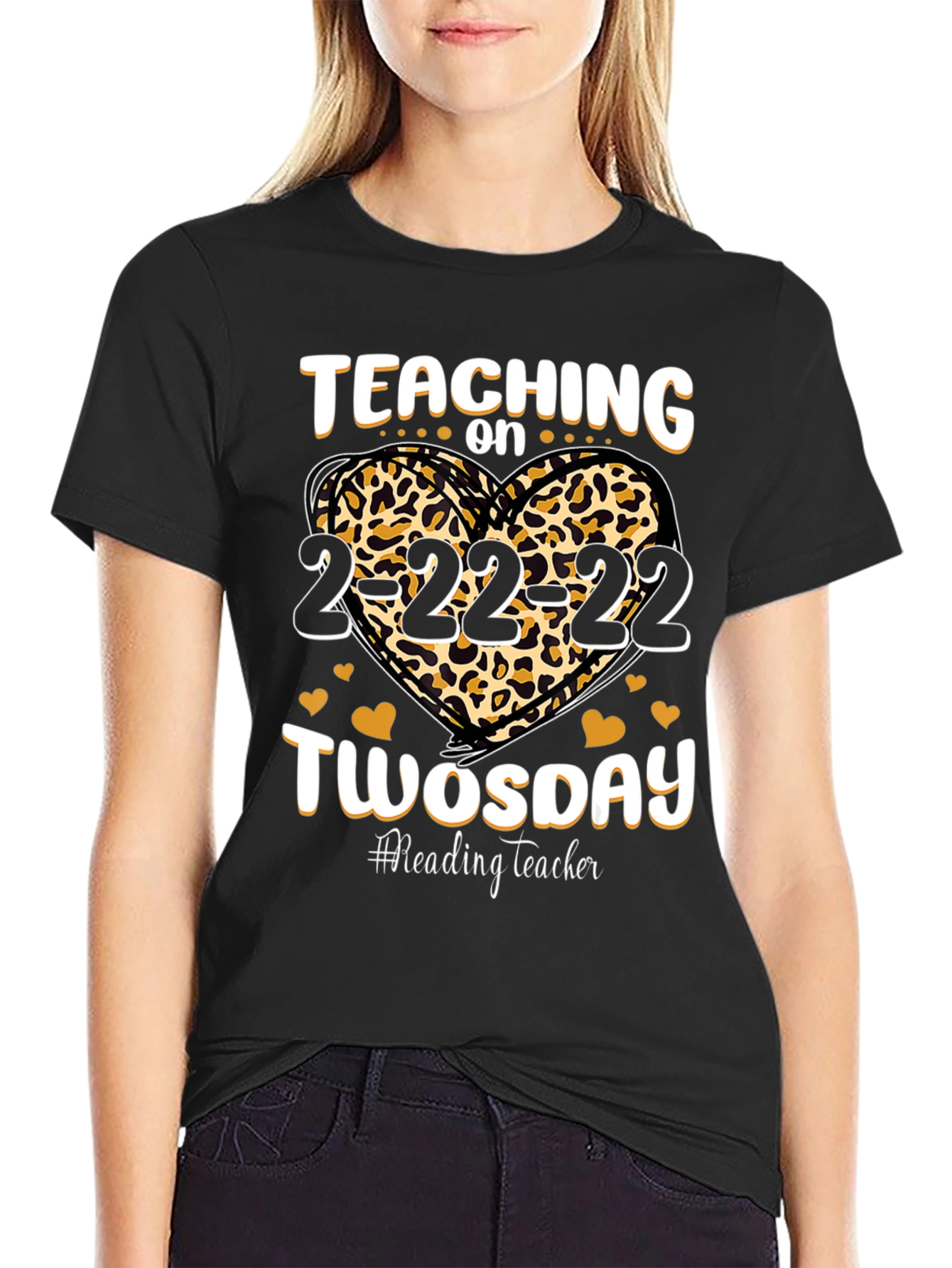Teaching on Twosday 2-22-22 Leopard Heart T-Shirt
