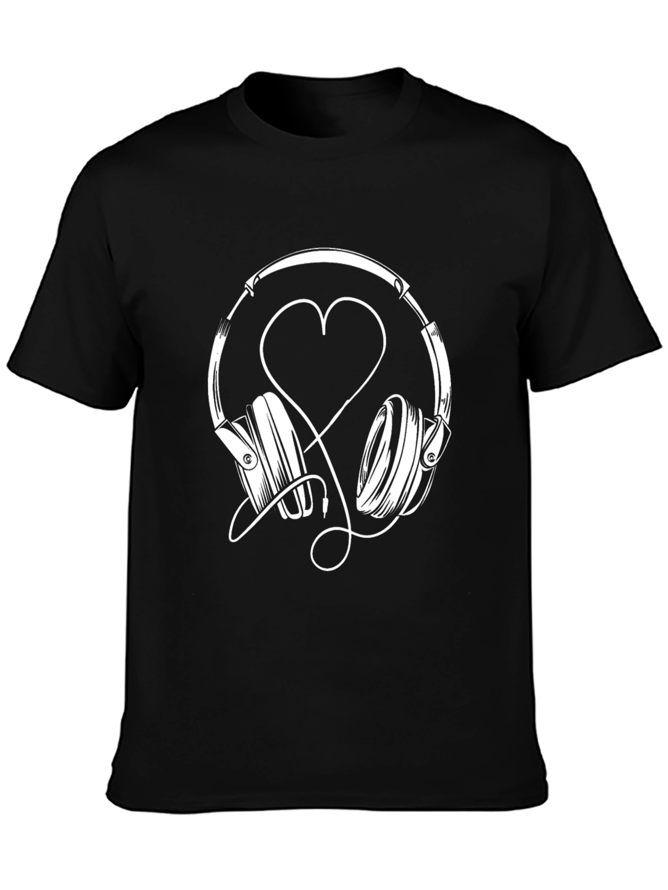 Headphones Heart Graphic Tee - Music Lover Shirt