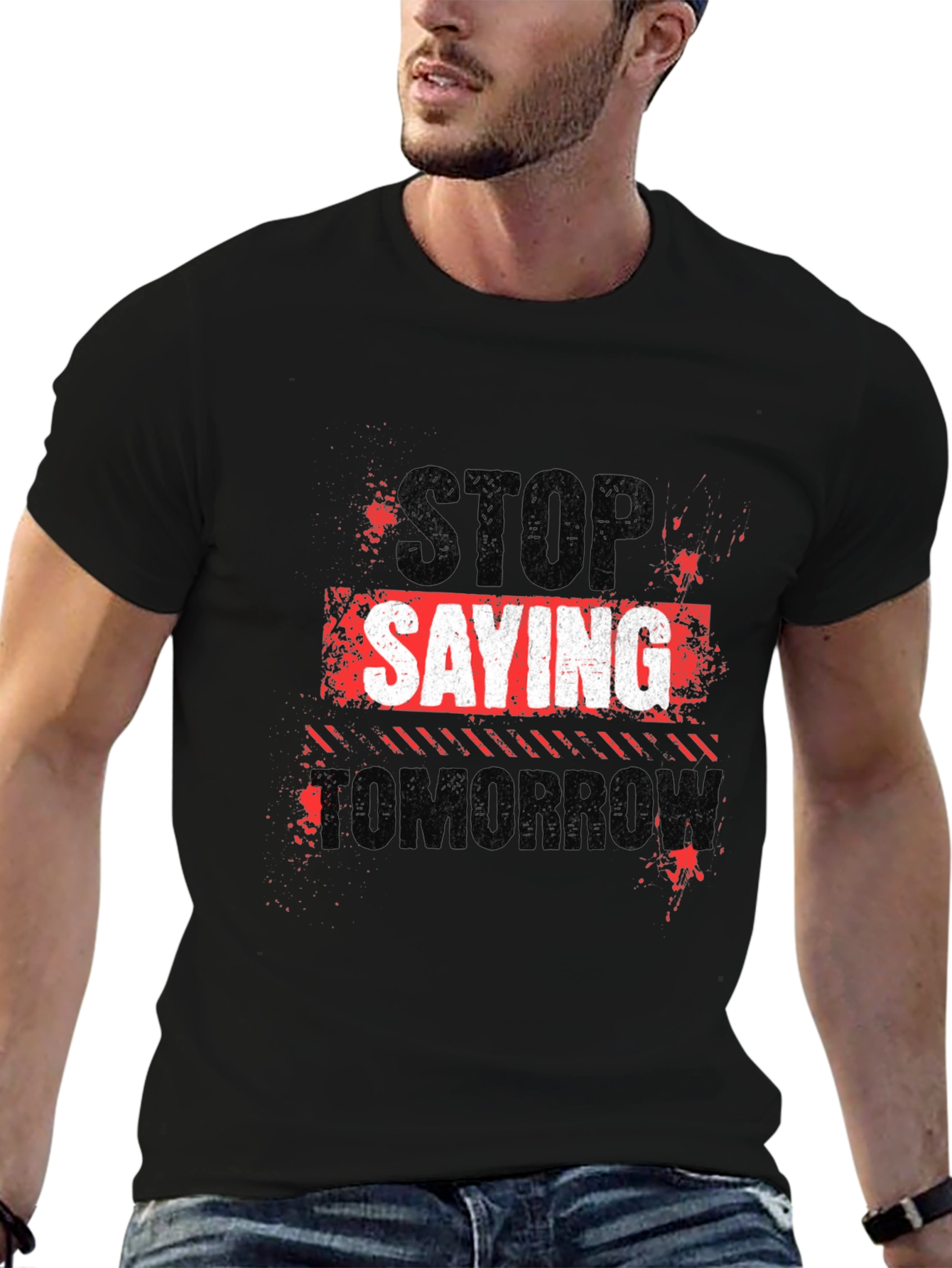 Stop Saying Tomorrow Black Graphic Tee