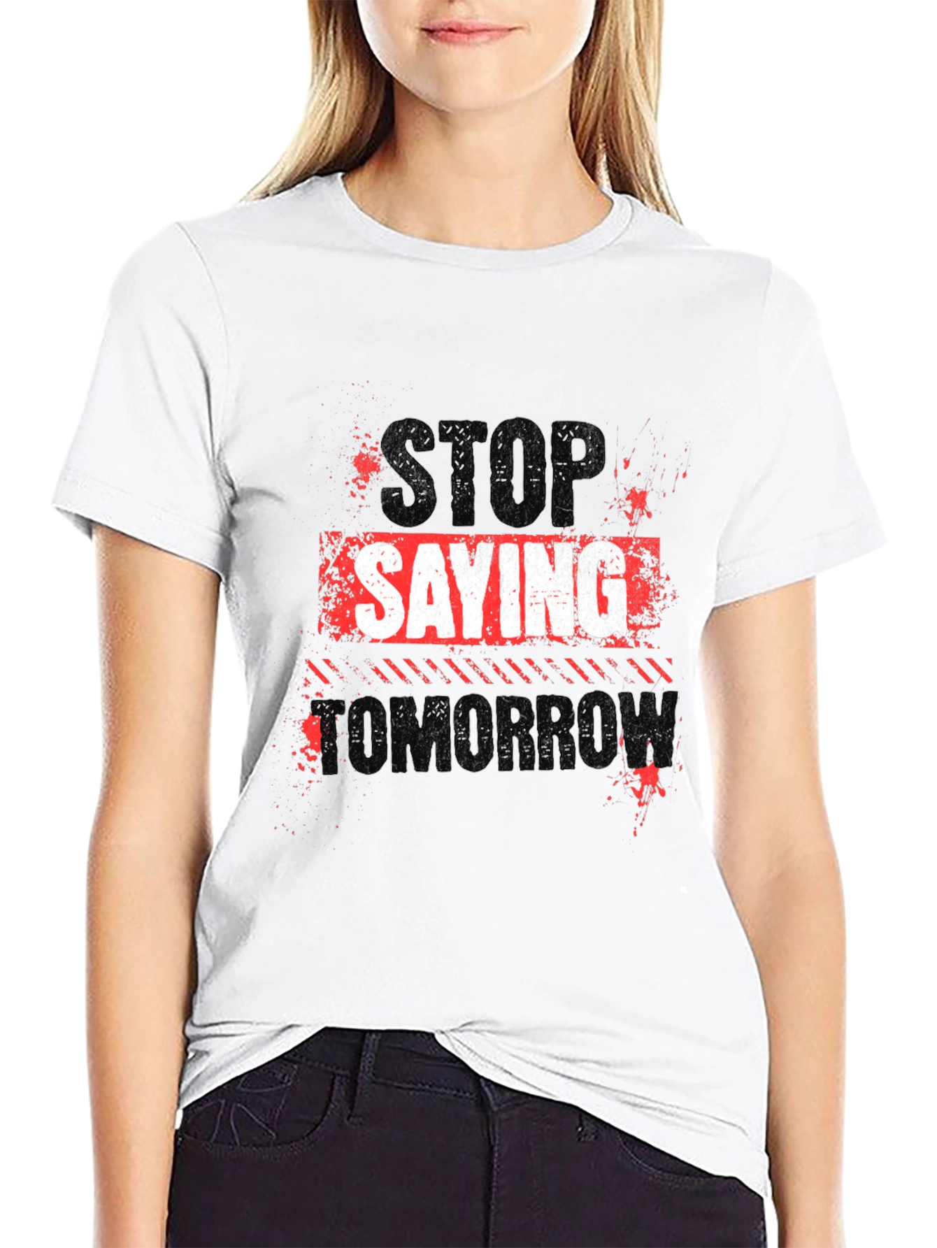 Stop Saying Tomorrow Black Graphic Tee