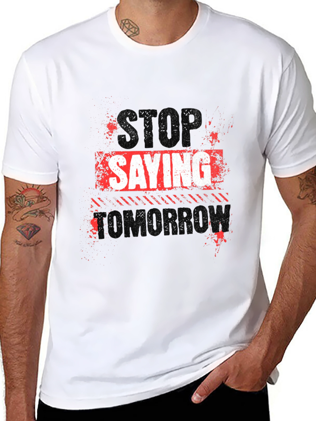 Stop Saying Tomorrow Black Graphic Tee