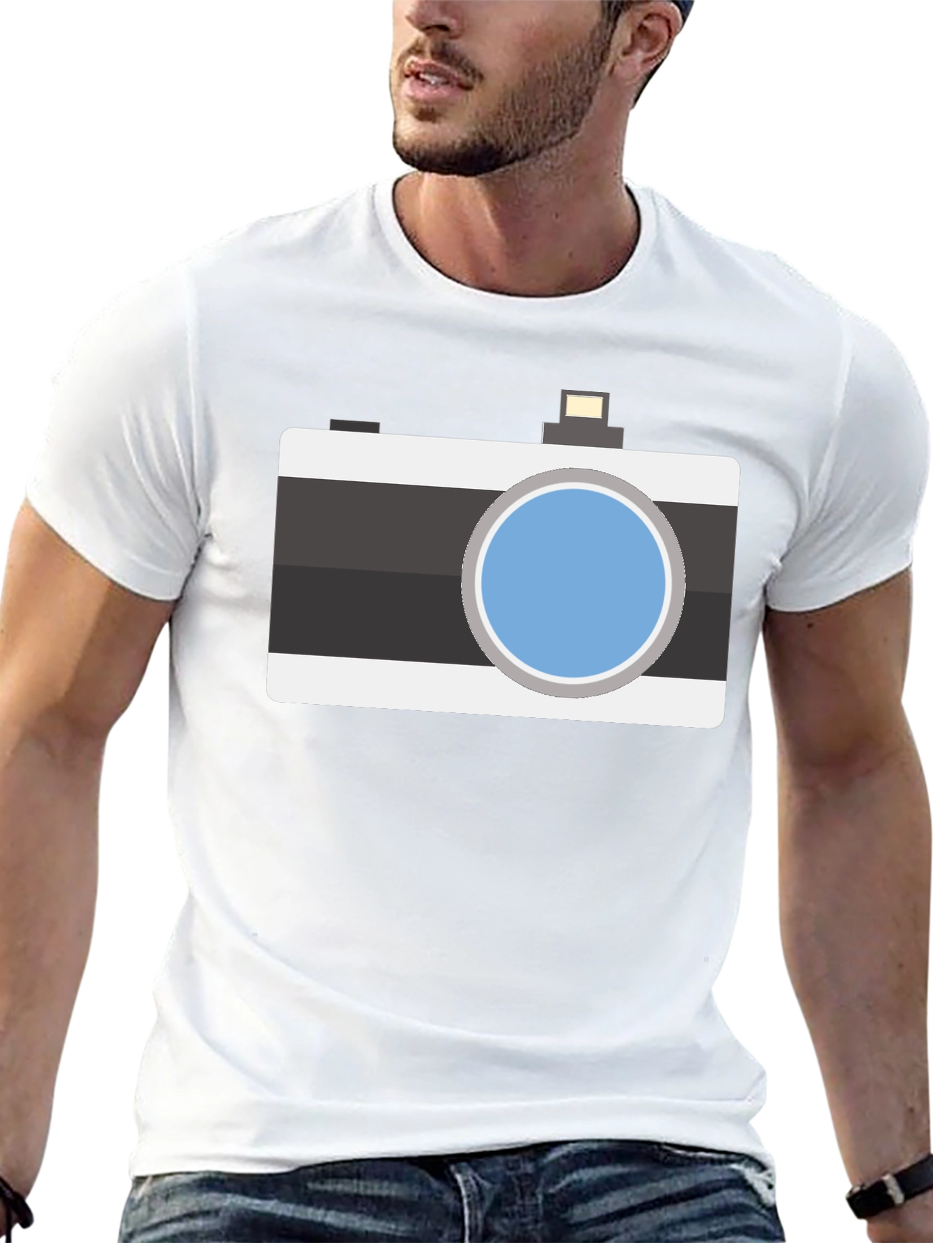 Retro Camera Graphic T-Shirt - Black Cotton Tee