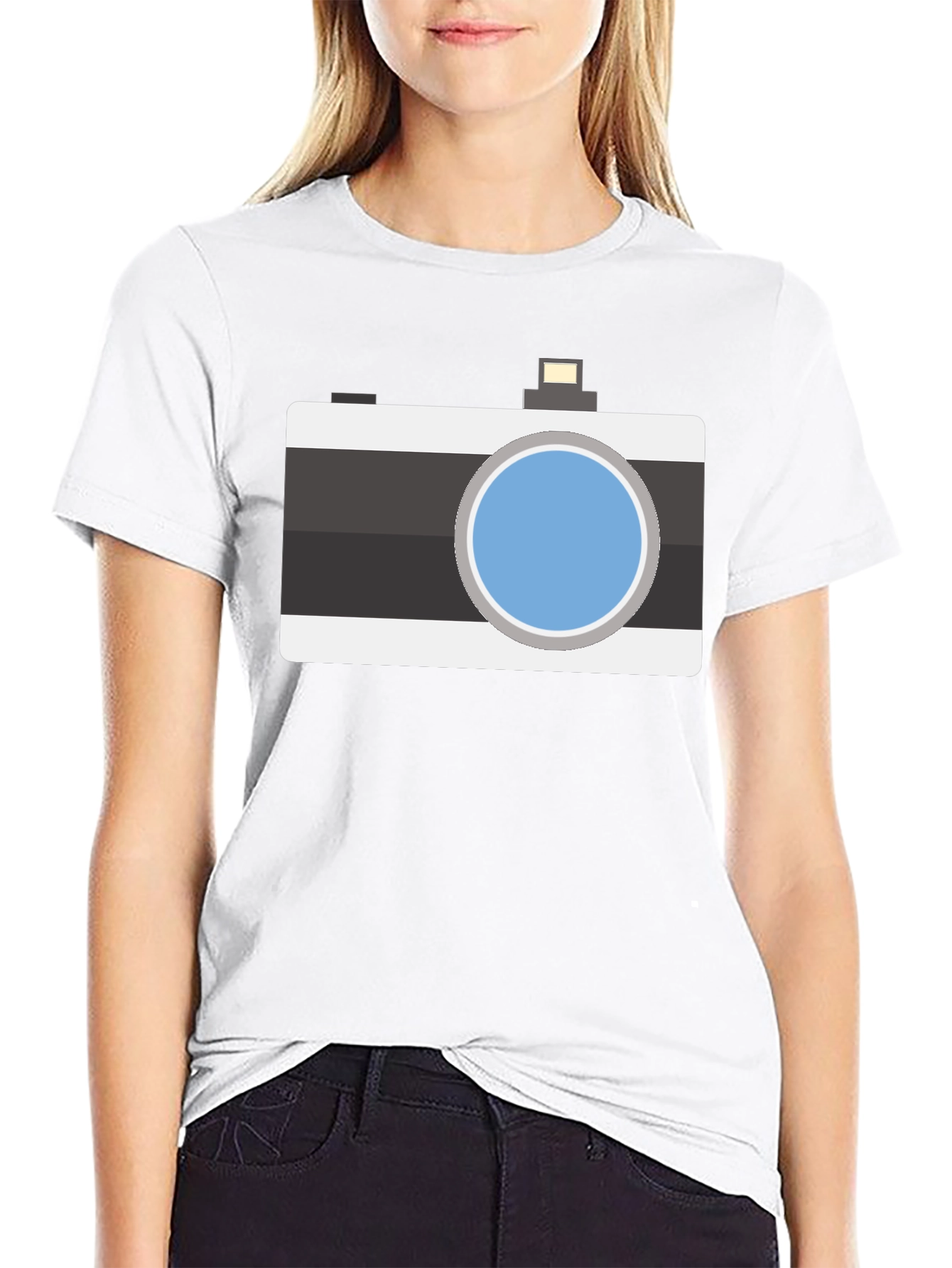 Retro Camera Graphic T-Shirt - Black Cotton Tee