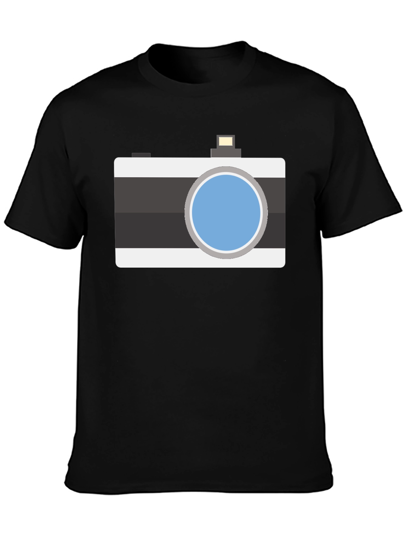 Retro Camera Graphic T-Shirt - Black Cotton Tee