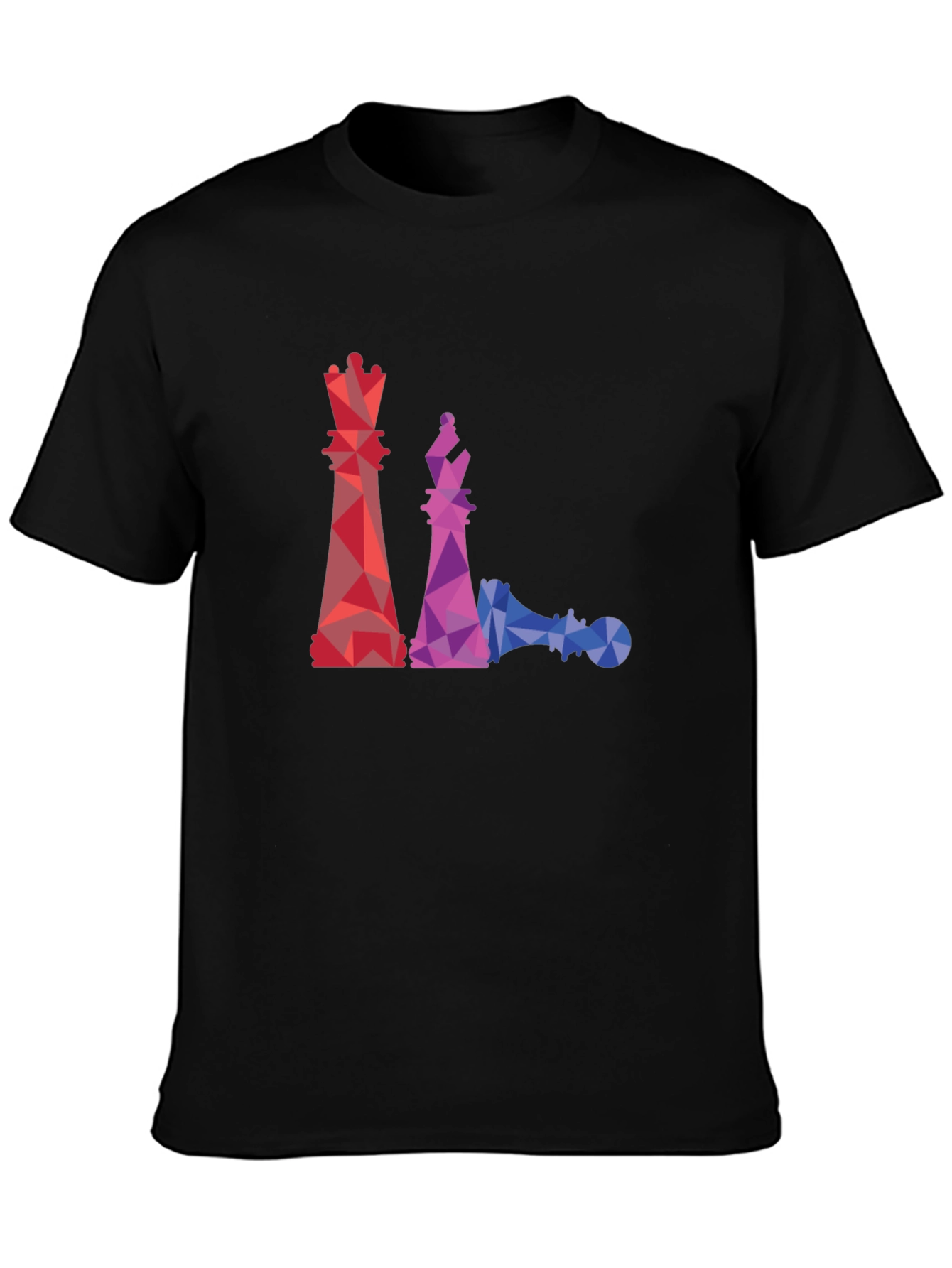 Geometric Chess Piece Graphic Tee - Black
