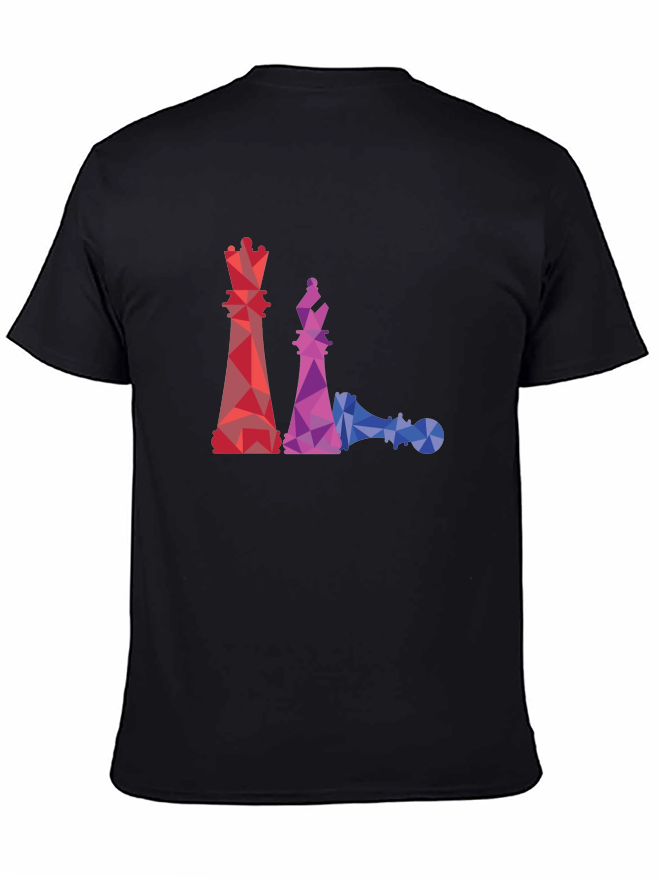 Geometric Chess Piece Graphic Tee - Black