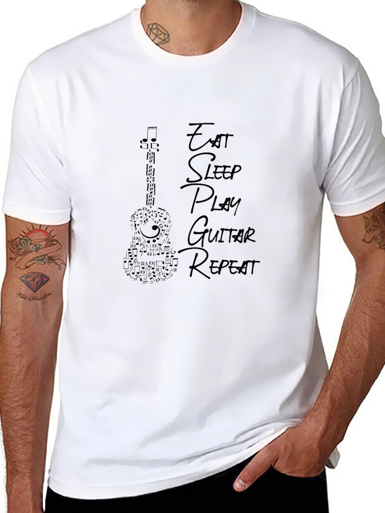 Eat Sleep Play Guitar Repeat Black T-Shirt