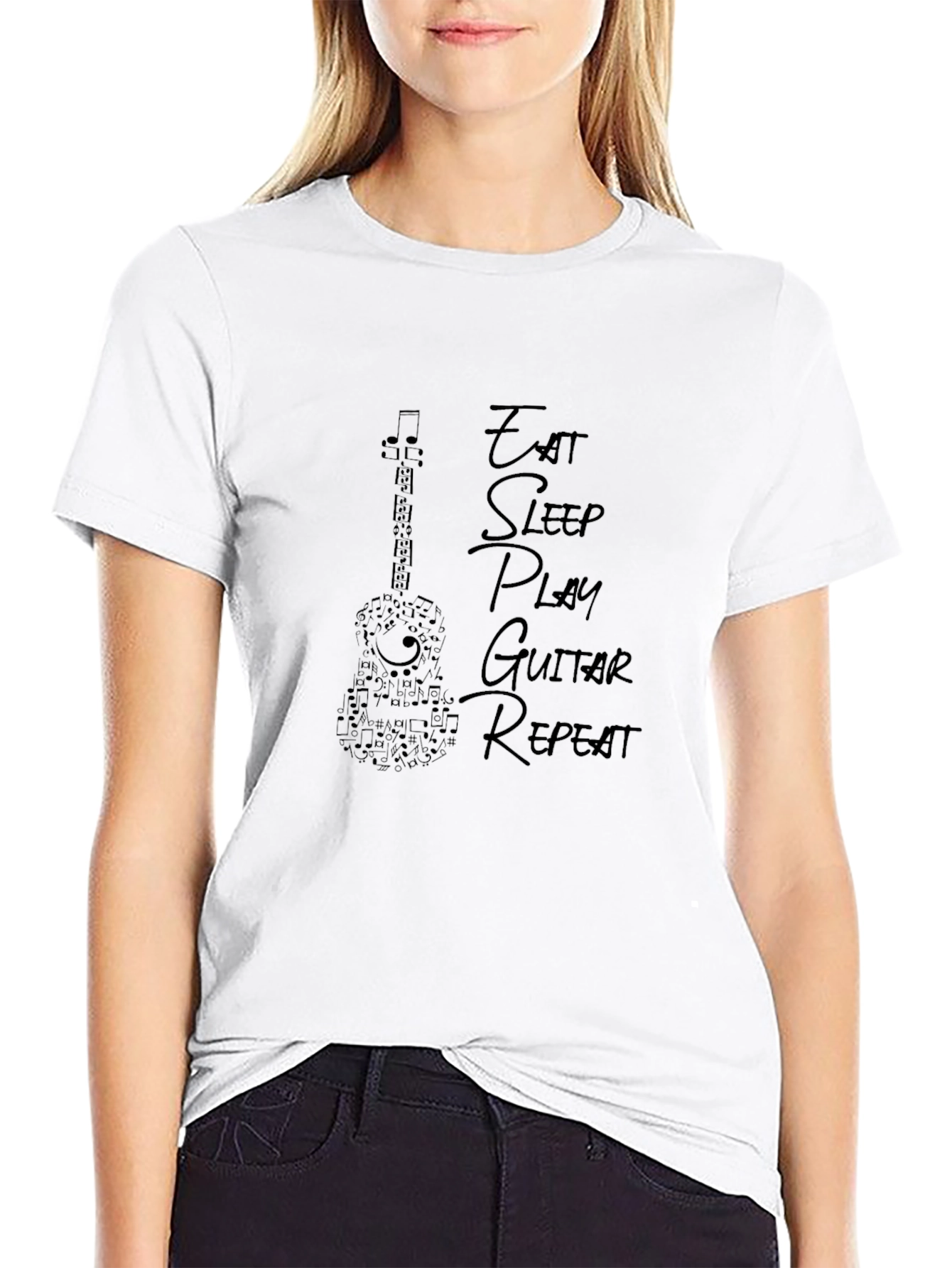 Eat Sleep Play Guitar Repeat Black T-Shirt