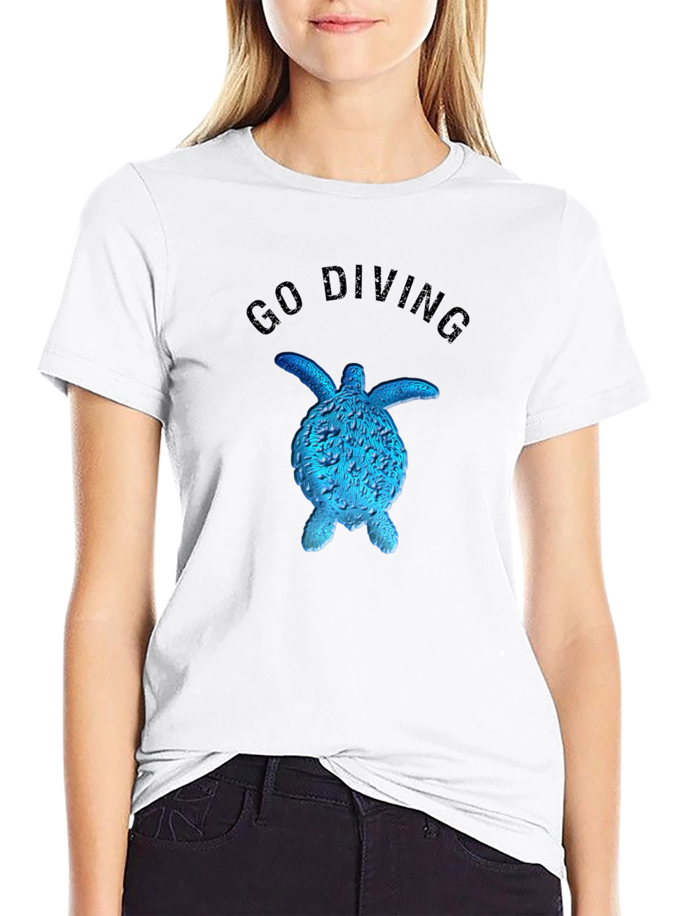 Go Diving Turtle Graphic Tee - Stylish Black T-Shirt
