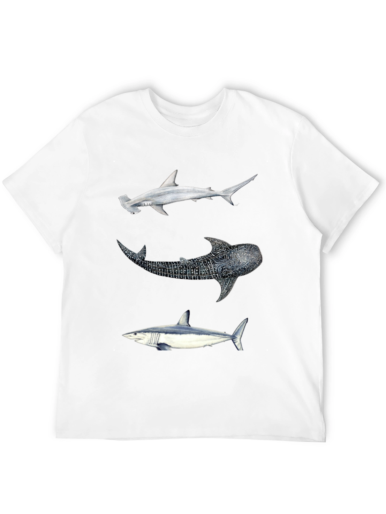 Shark Trio Graphic Tee - Black Cotton T-Shirt