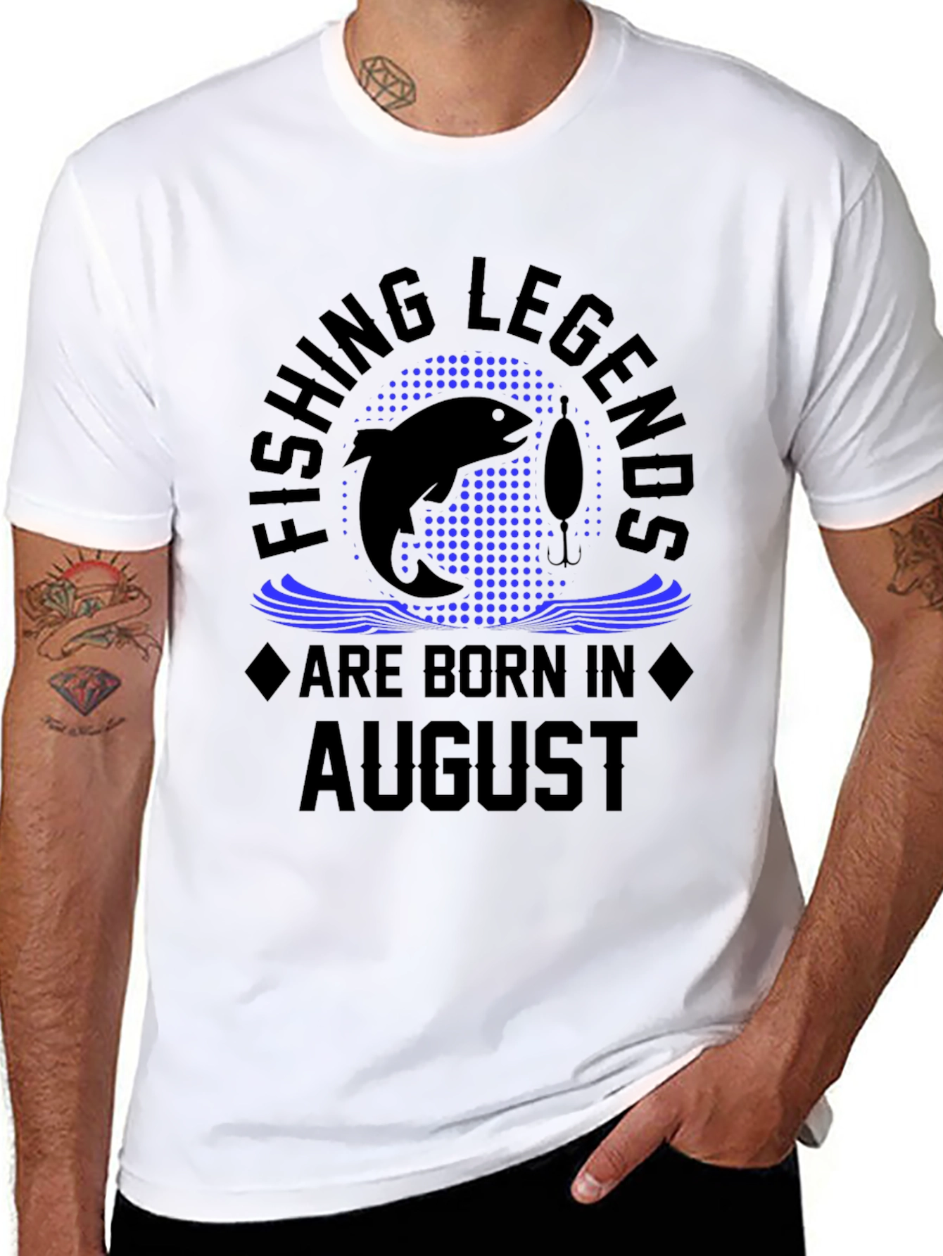 Fishing Legends Born in August Black T-Shirt
