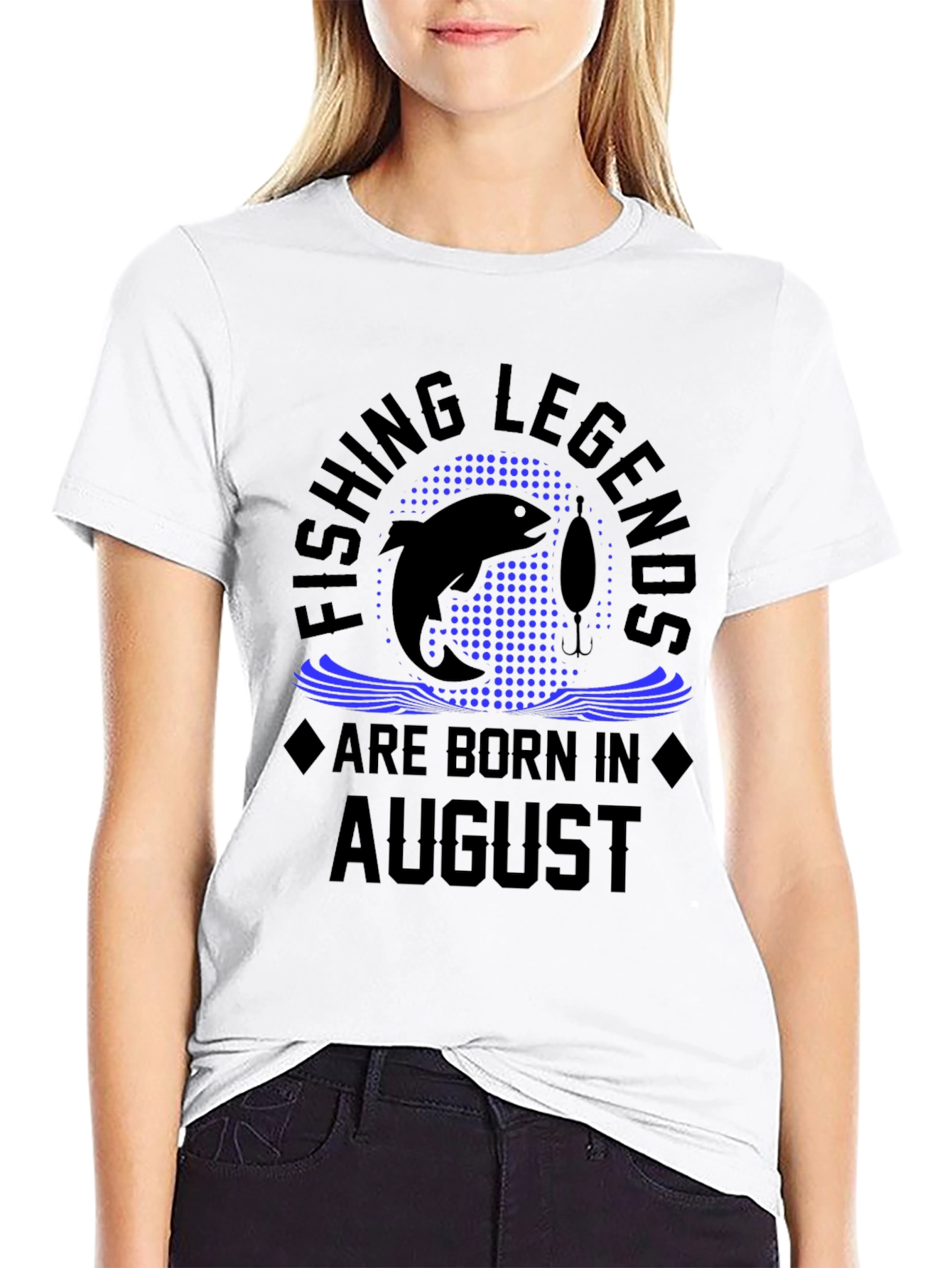 Fishing Legends Born in August Black T-Shirt