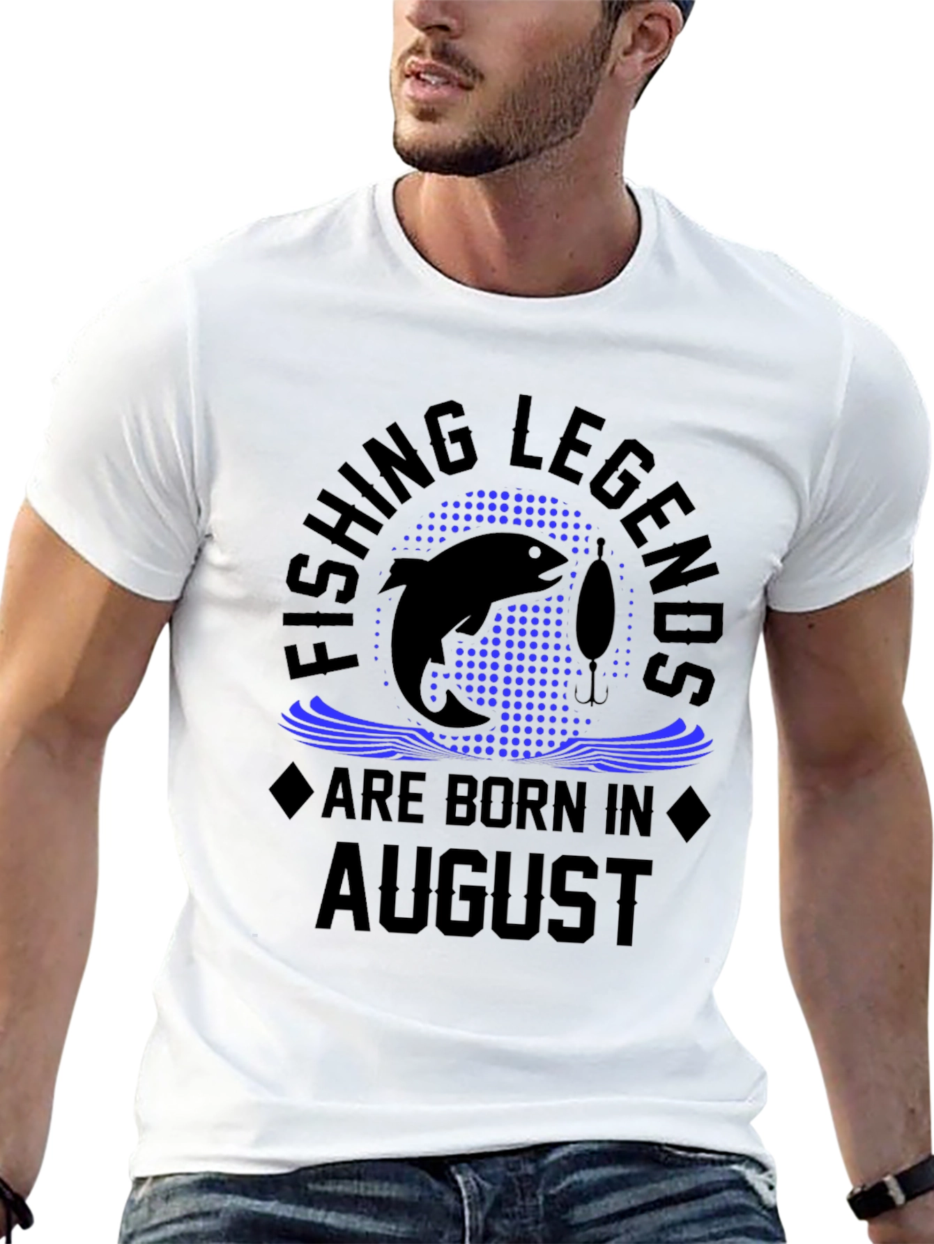 Fishing Legends Born in August Black T-Shirt