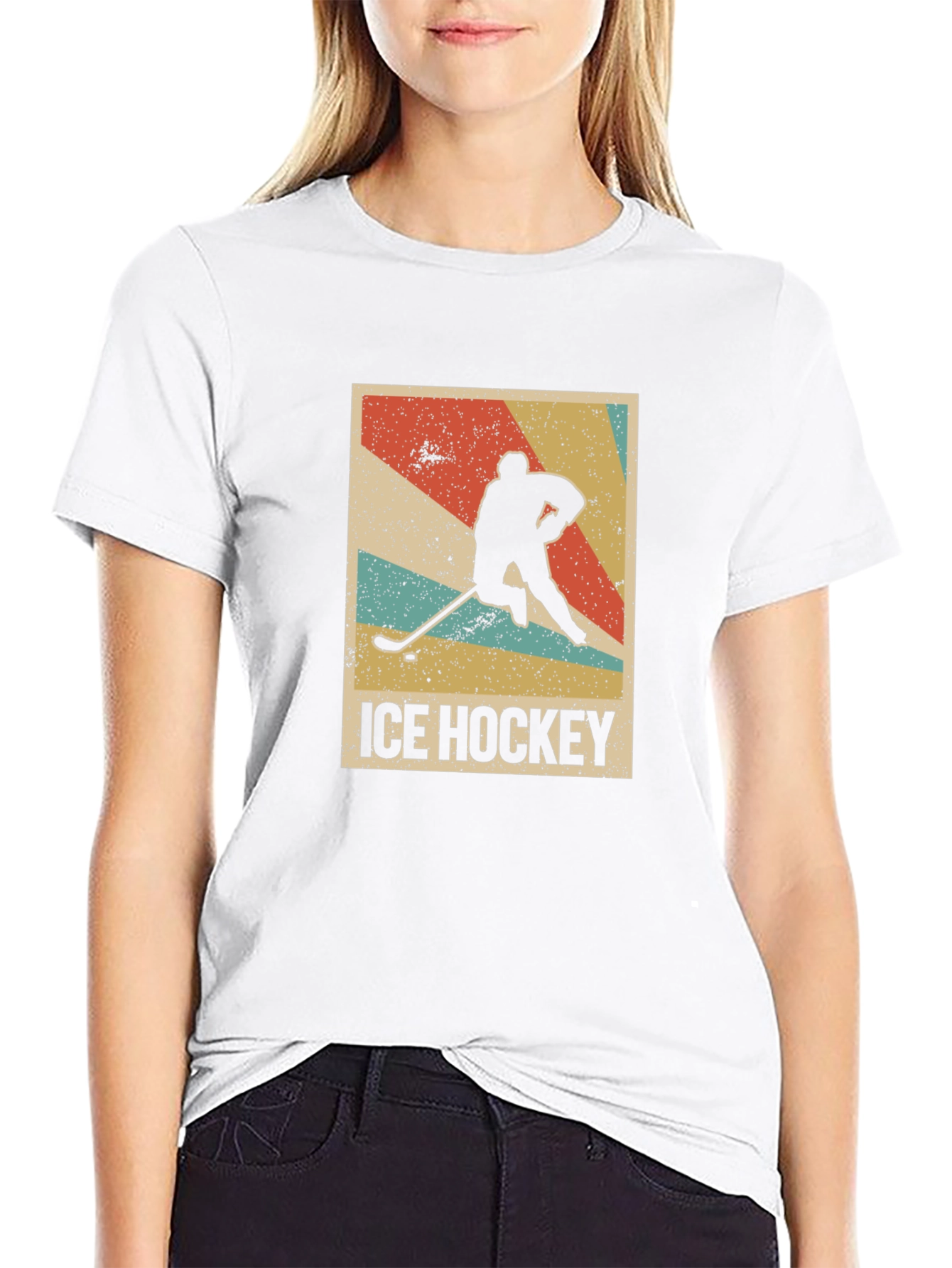 Ice Hockey Retro Style Black T-Shirt