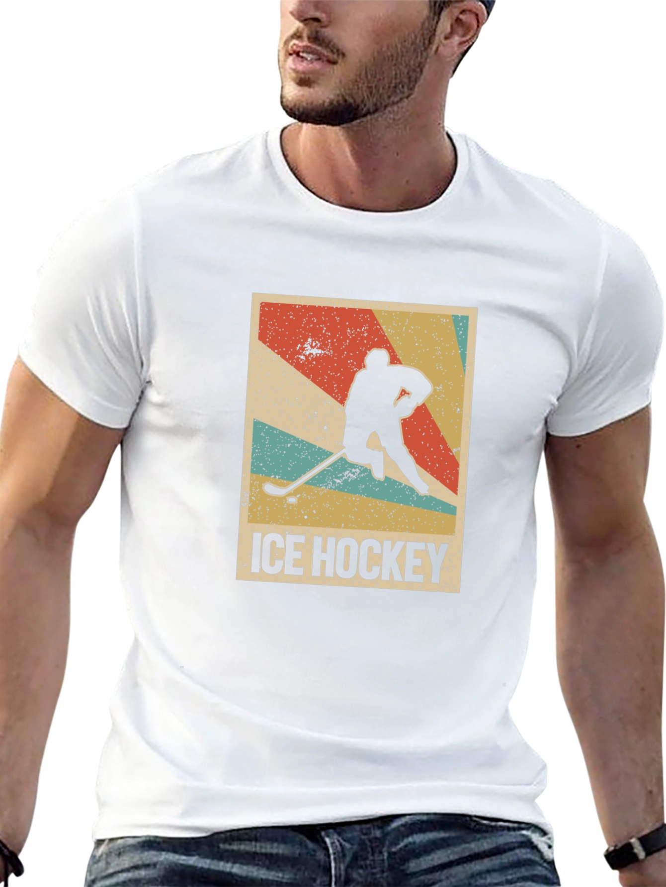 Ice Hockey Retro Style Black T-Shirt