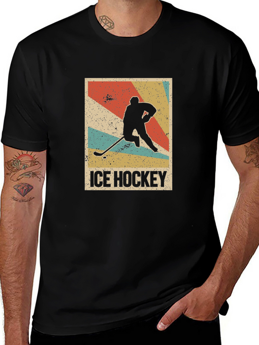Ice Hockey Retro Style Black T-Shirt